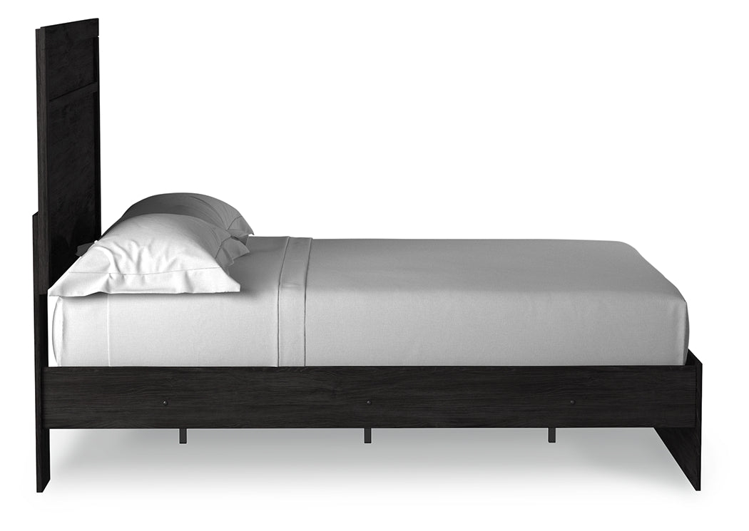 Belachime Full Panel Bed with 2 Nightstands in Charcoal - PKG018419