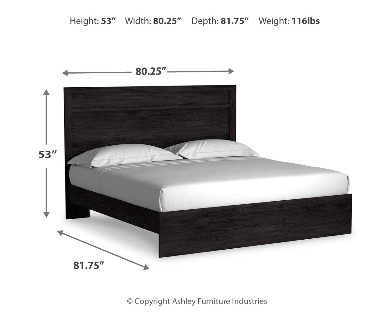 Belachime King Panel Bed with Mirrored Dresser, Chest and 2 Nightstands in Charcoal from Ashley - Luna Furniture