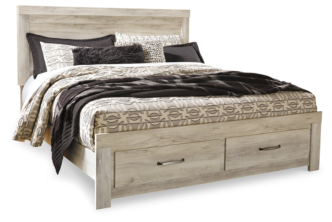 Bellaby Whitewash King Storage Bed and 2 Nightstands - B331B23
