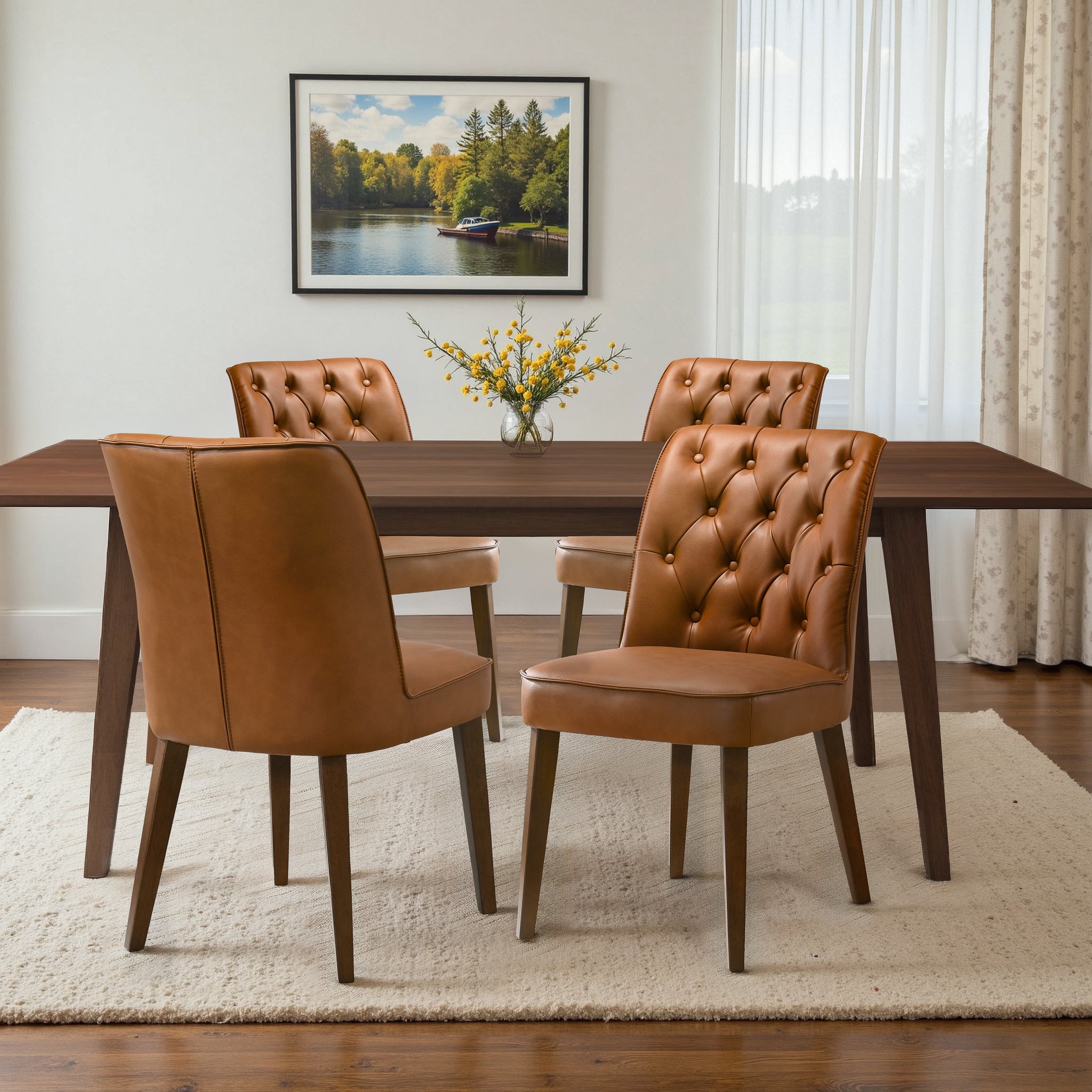Belmont Cognac Vegan Leather Dining Chair - Set Of 2 - DCH00404401
