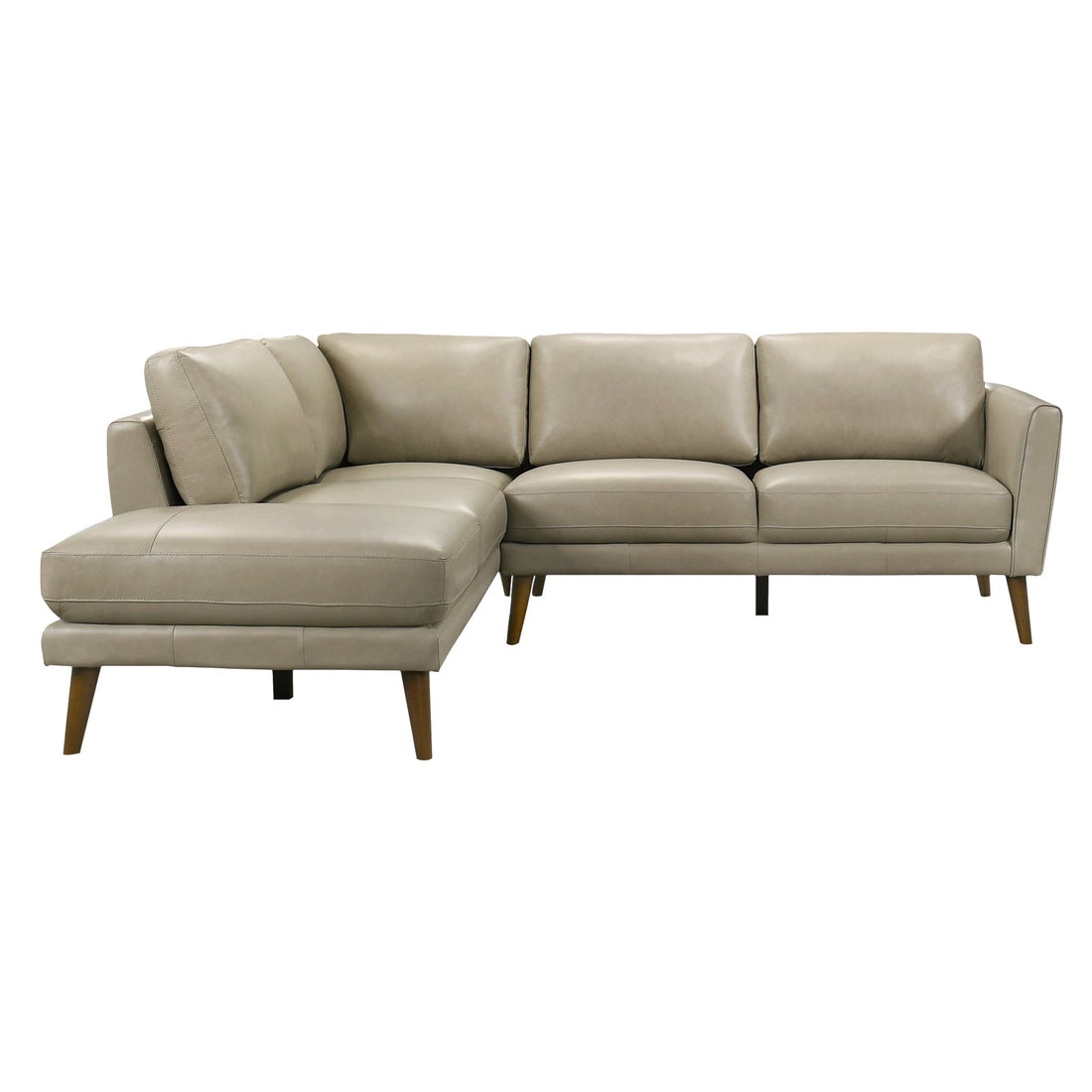 Benson Beige Leather Sectional Sofa Left Facing Chaise - SEC00400403