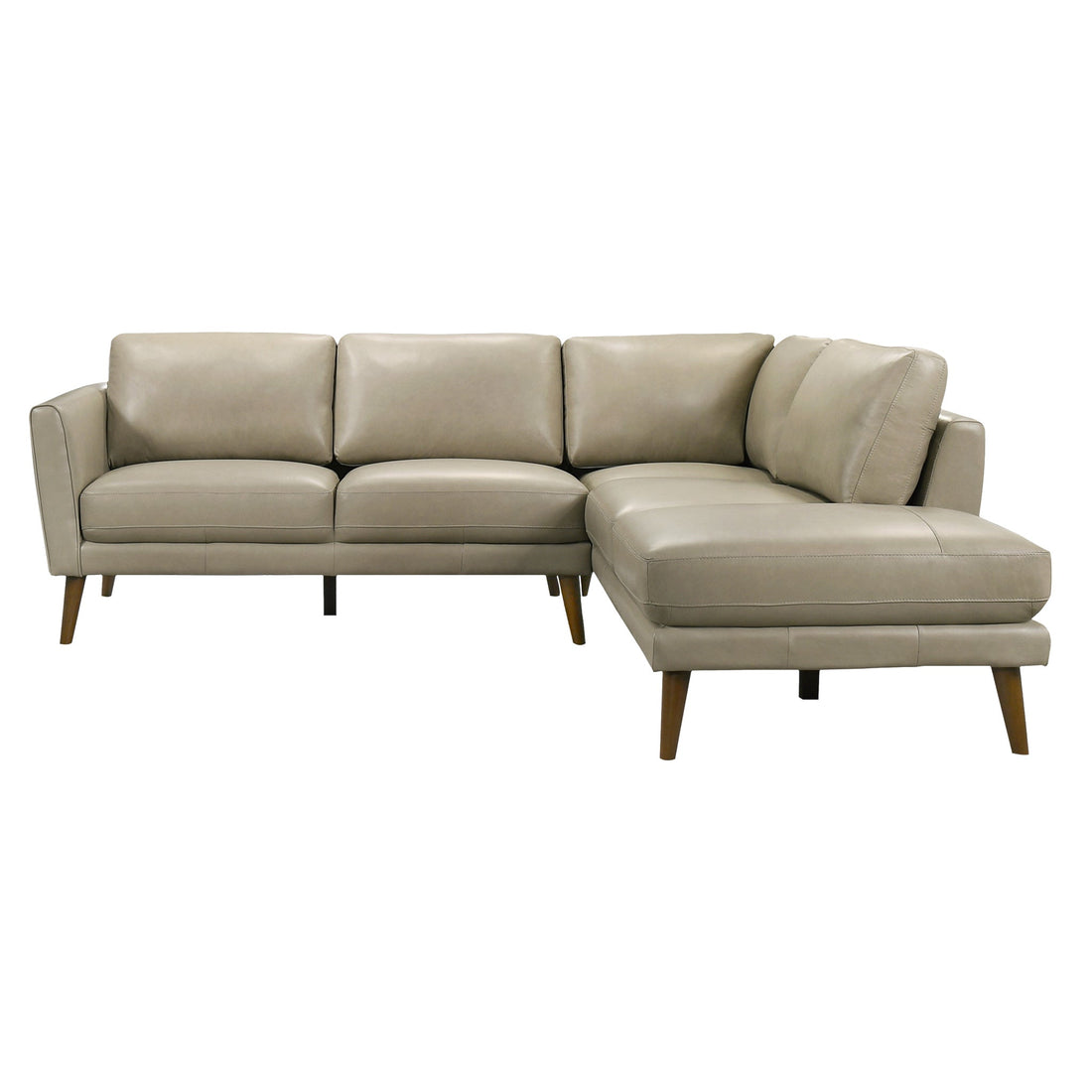 Benson Beige Leather Sectional Sofa Right Facing Chaise - SEC00400404
