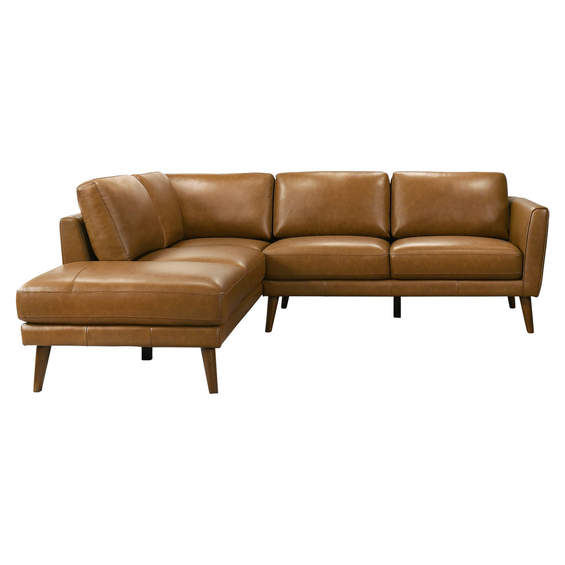 Benson Tan Leather Sectional Sofa Left Facing Chaise - SEC00400405