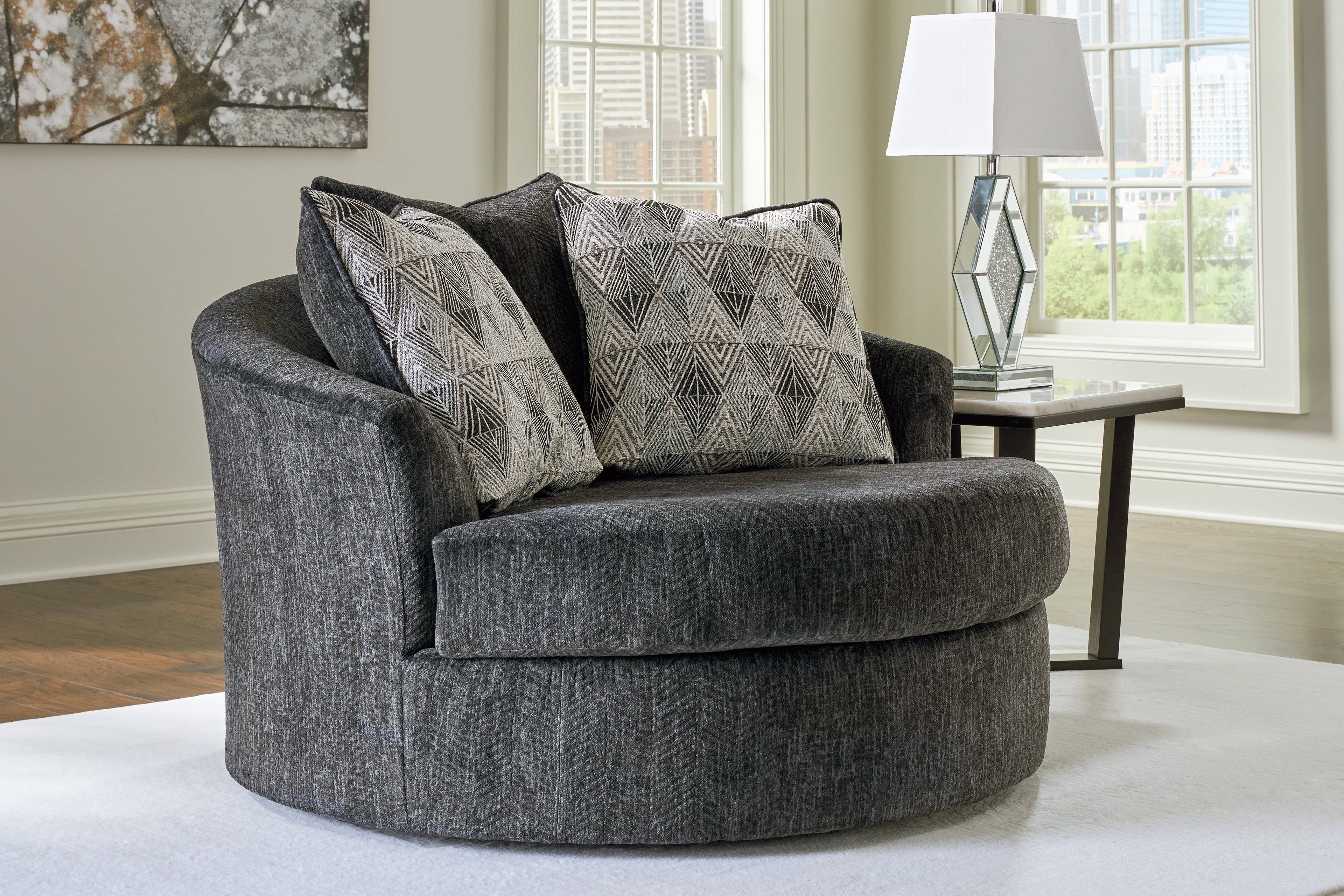Biddeford Shadow 2-Piece Sectional and Oversized Swivel Accent Chair - 35504U2