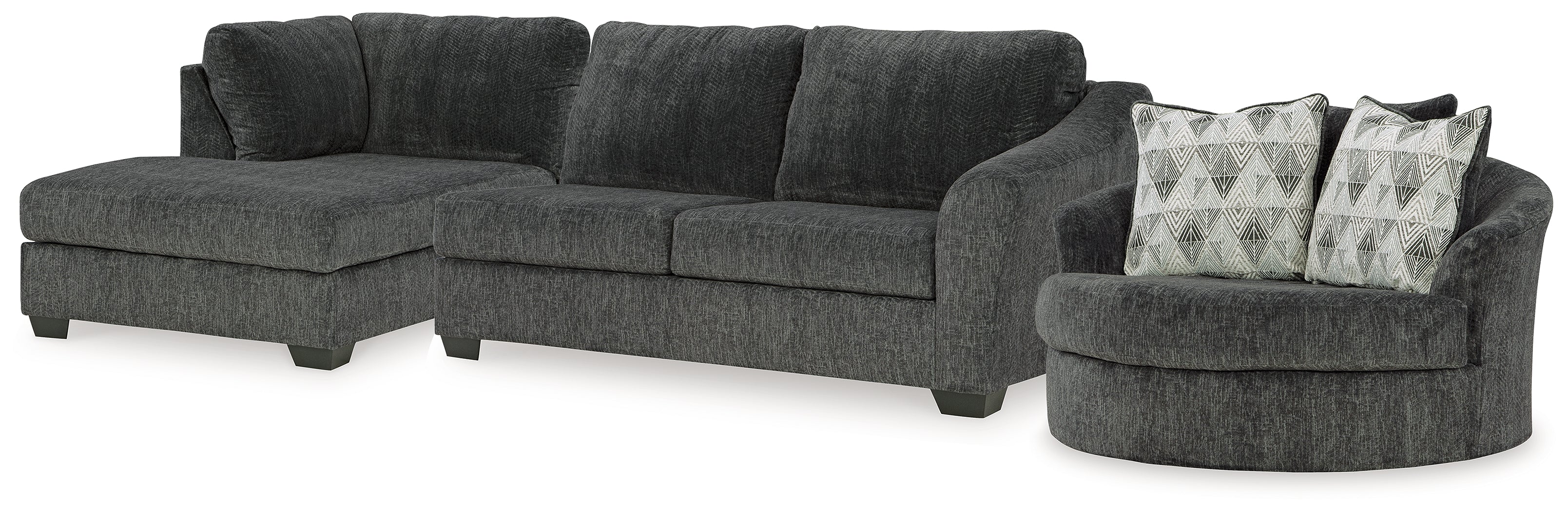 Biddeford Shadow 2-Piece Sectional and Oversized Swivel Accent Chair - 35504U2