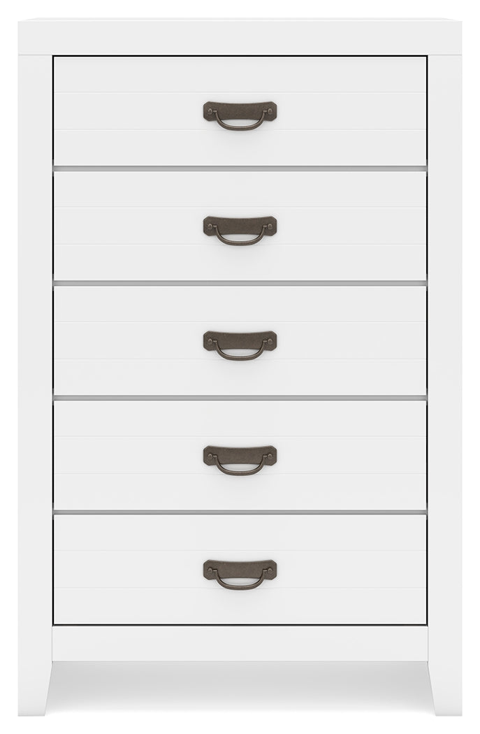 Binterglen California King Panel Bed with Mirrored Dresser, Chest and Nightstand in White from Ashley - Luna Furniture