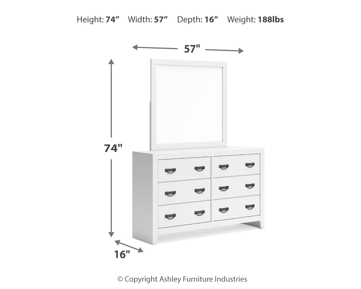 Binterglen California King Panel Bed with Mirrored Dresser, Chest and Nightstand in White from Ashley - Luna Furniture