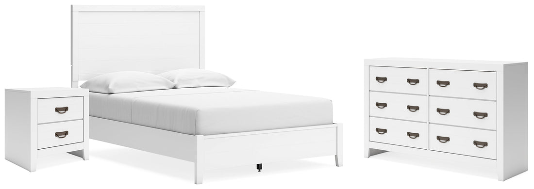 Binterglen Full Panel Bed with Dresser and Nightstand in White - PKG019198