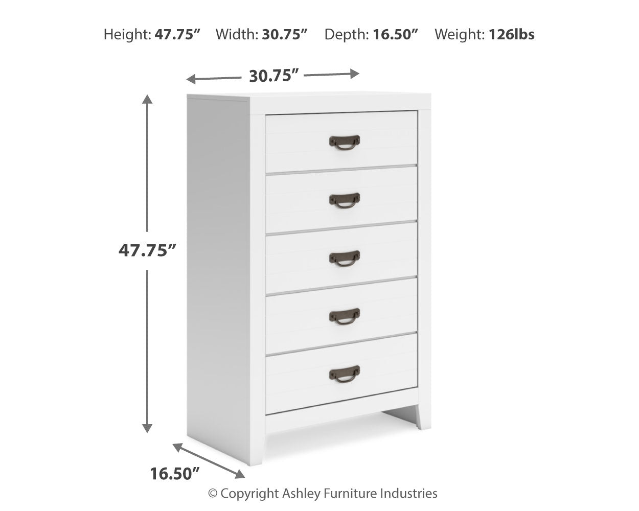Binterglen Queen Panel Bed with Mirrored Dresser and Chest in White from Ashley - Luna Furniture