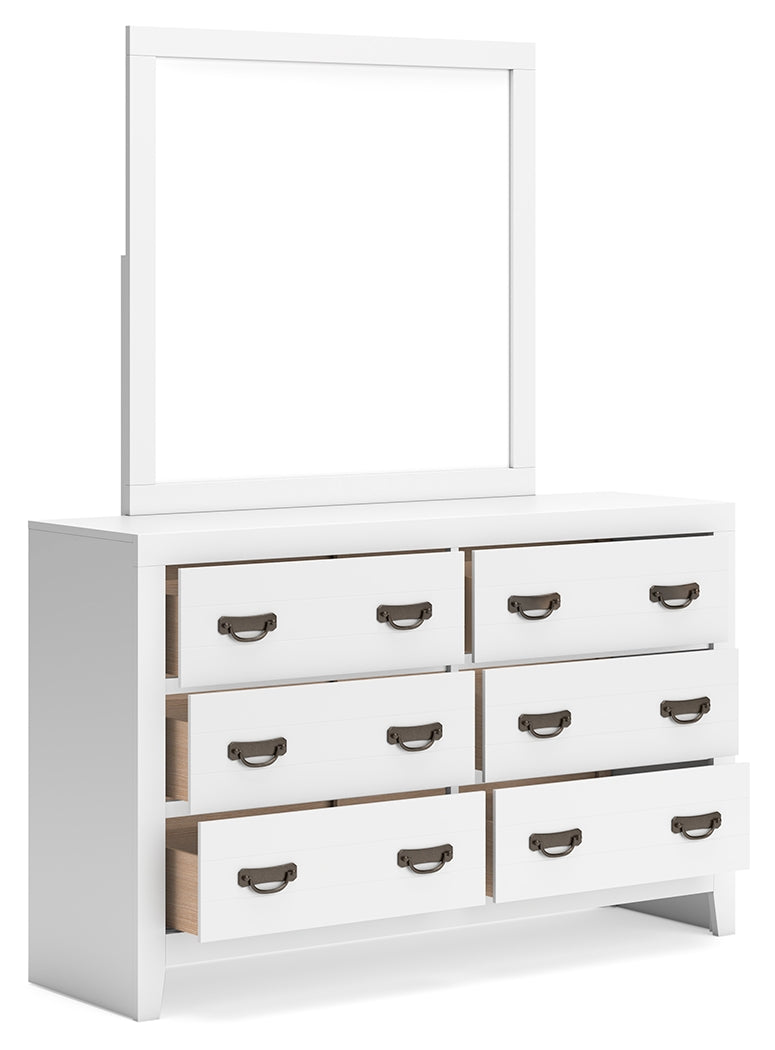 Binterglen Queen Panel Bed with Mirrored Dresser and Chest in White from Ashley - Luna Furniture