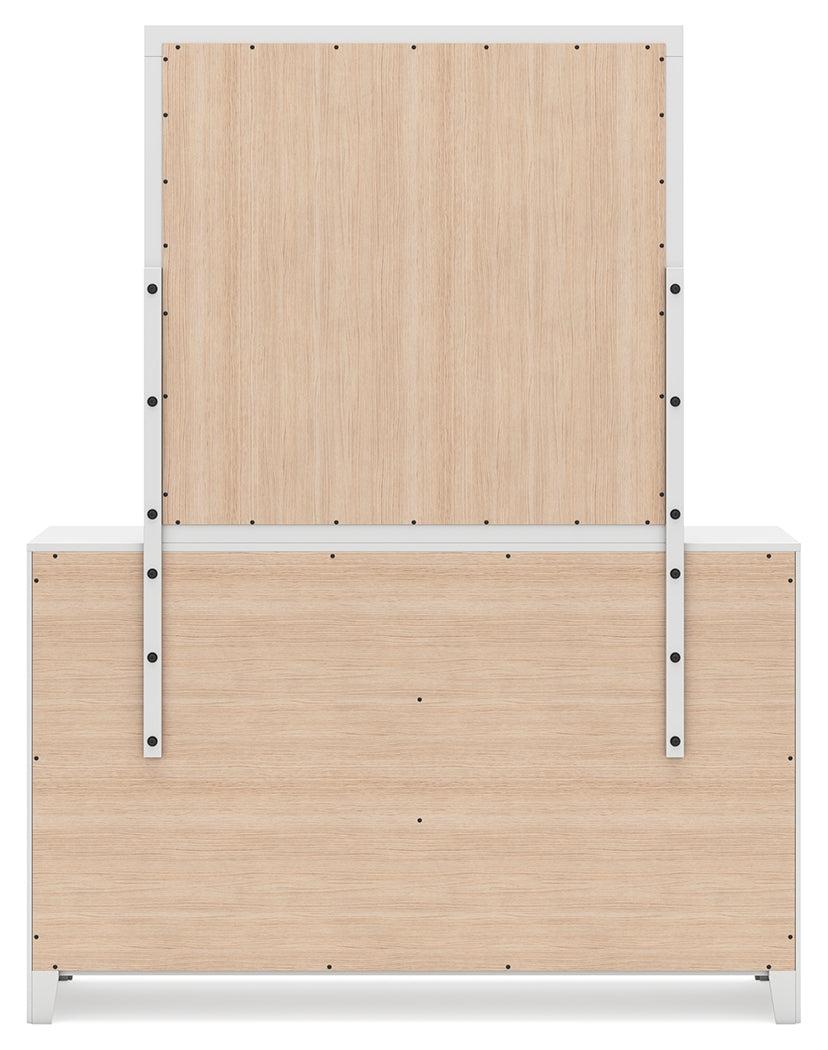 Binterglen Queen Panel Bed with Mirrored Dresser and Chest in White from Ashley - Luna Furniture