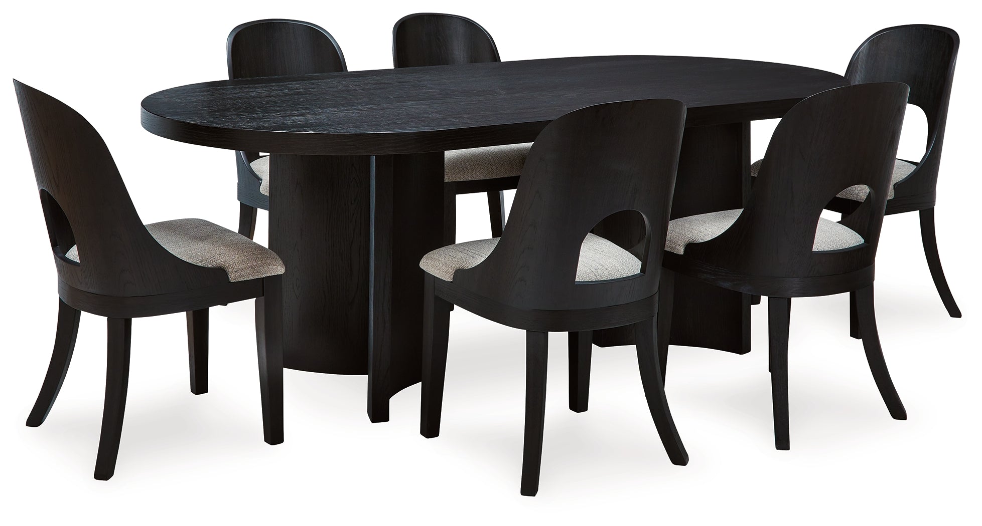 Black Rowanbeck Dining Table and 6 Chairs - PKG018649