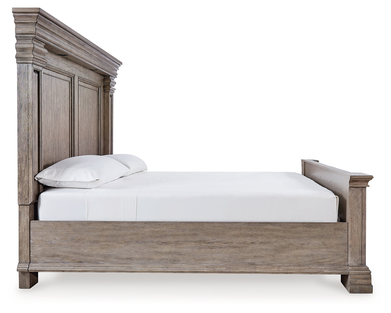 Blairhurst King Panel Bed with Mirrored Dresser, Chest and Nightstand in Light Grayish Brown from Ashley - Luna Furniture