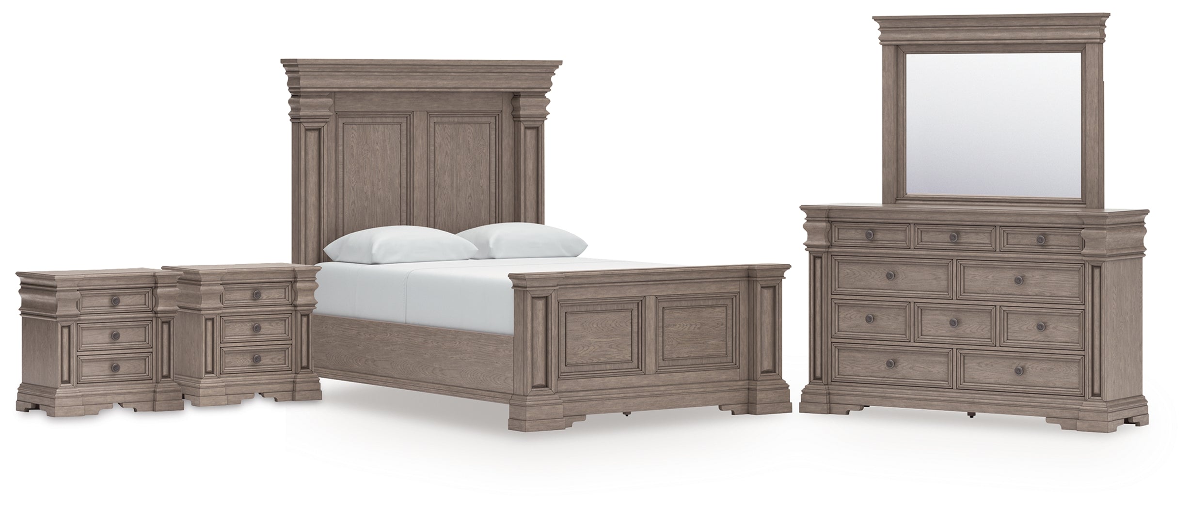 Blairhurst Queen Panel Bed, Dresser, Mirror and 2 Nightstands - B916B10