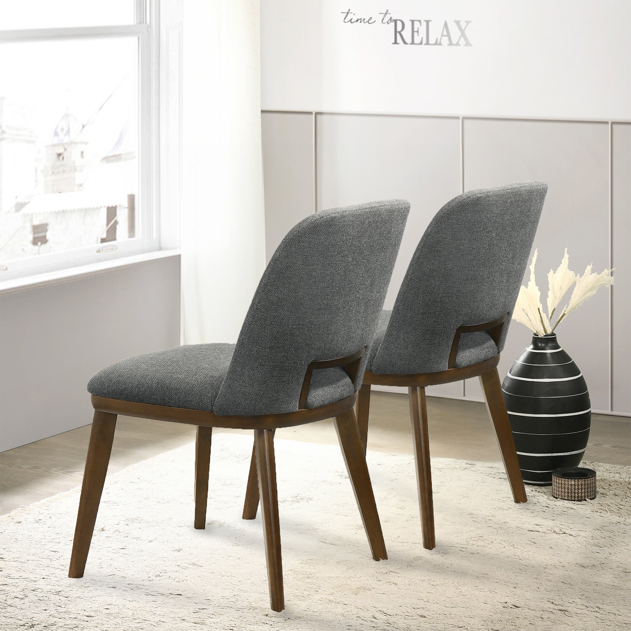 Blake Dark Grey Fabric Dining Chair (Set Of 2) - DCH00400601