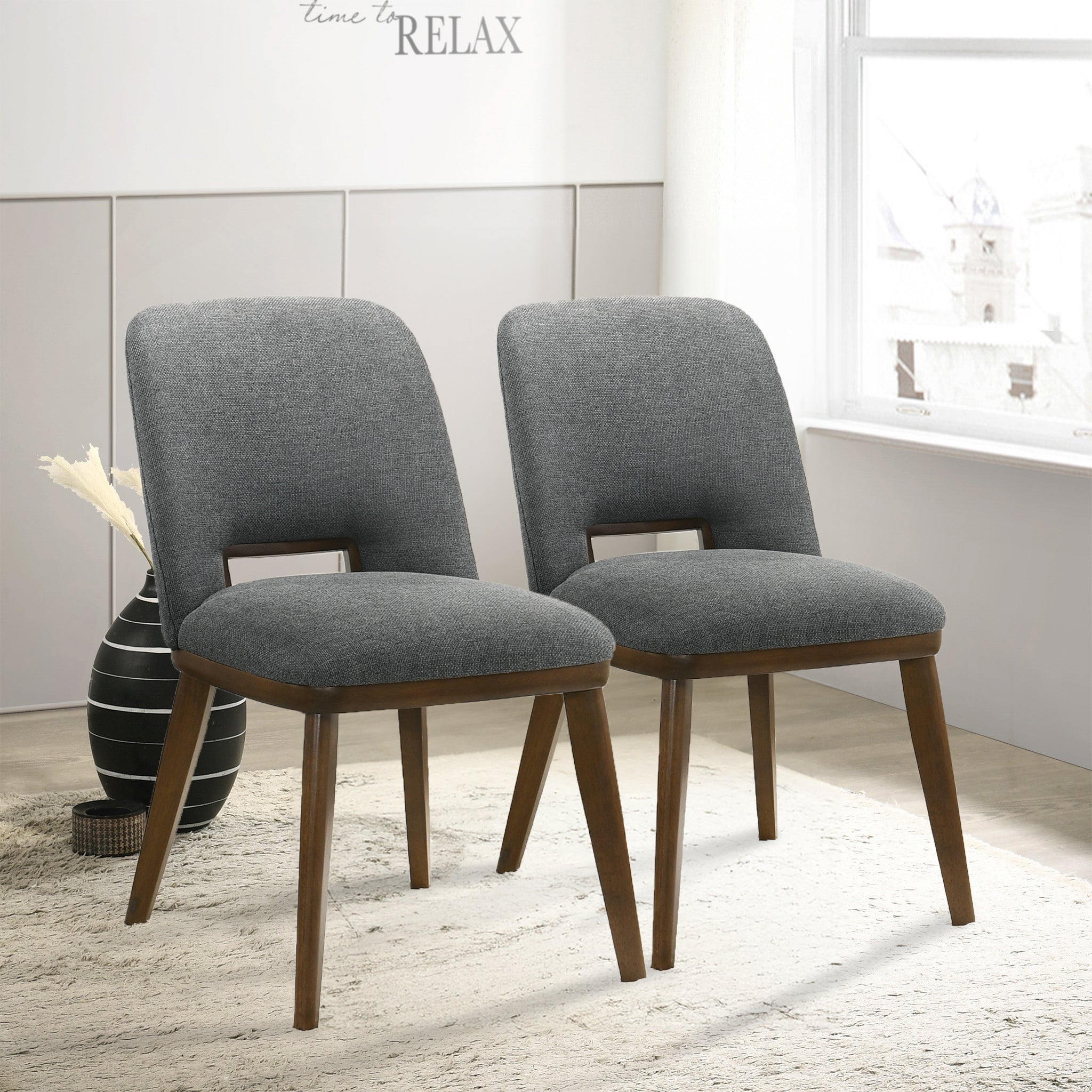 Blake Dark Grey Fabric Dining Chair (Set Of 2) - DCH00400601