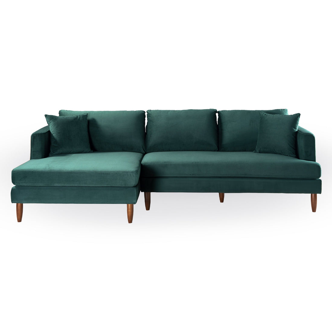 Blake L-Shaped Dark Green Velvet Sectional Sofa Left Facing - SEC02900705