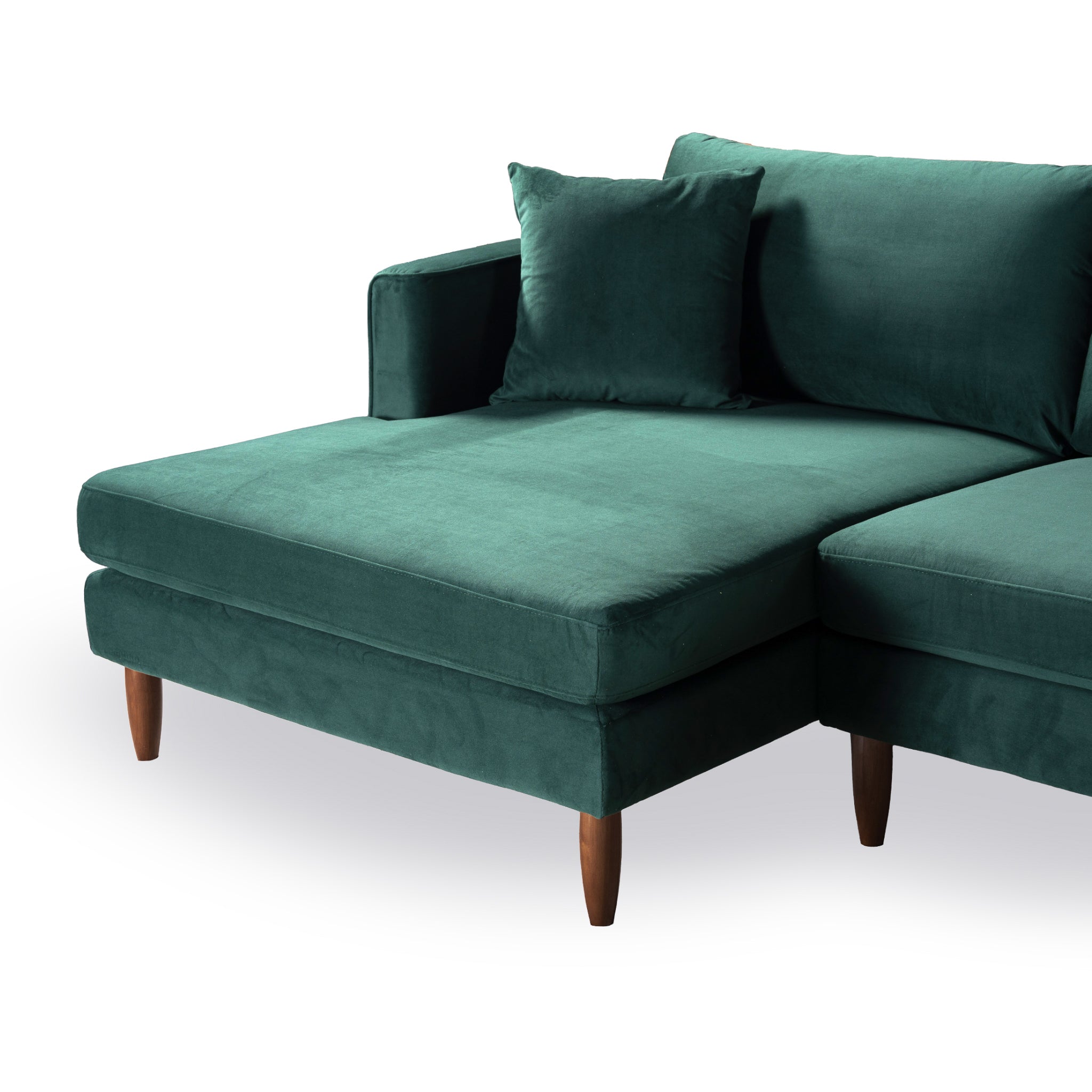 Blake L-Shaped Dark Green Velvet Sectional Sofa Left Facing - SEC02900705