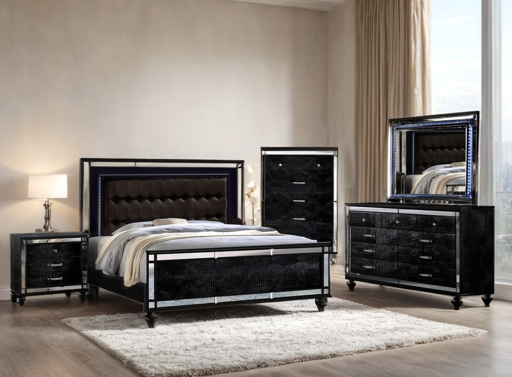 Blanca2 Black Bedroom Set Queen, King *5PC King - Blanca2 Black 5PC King