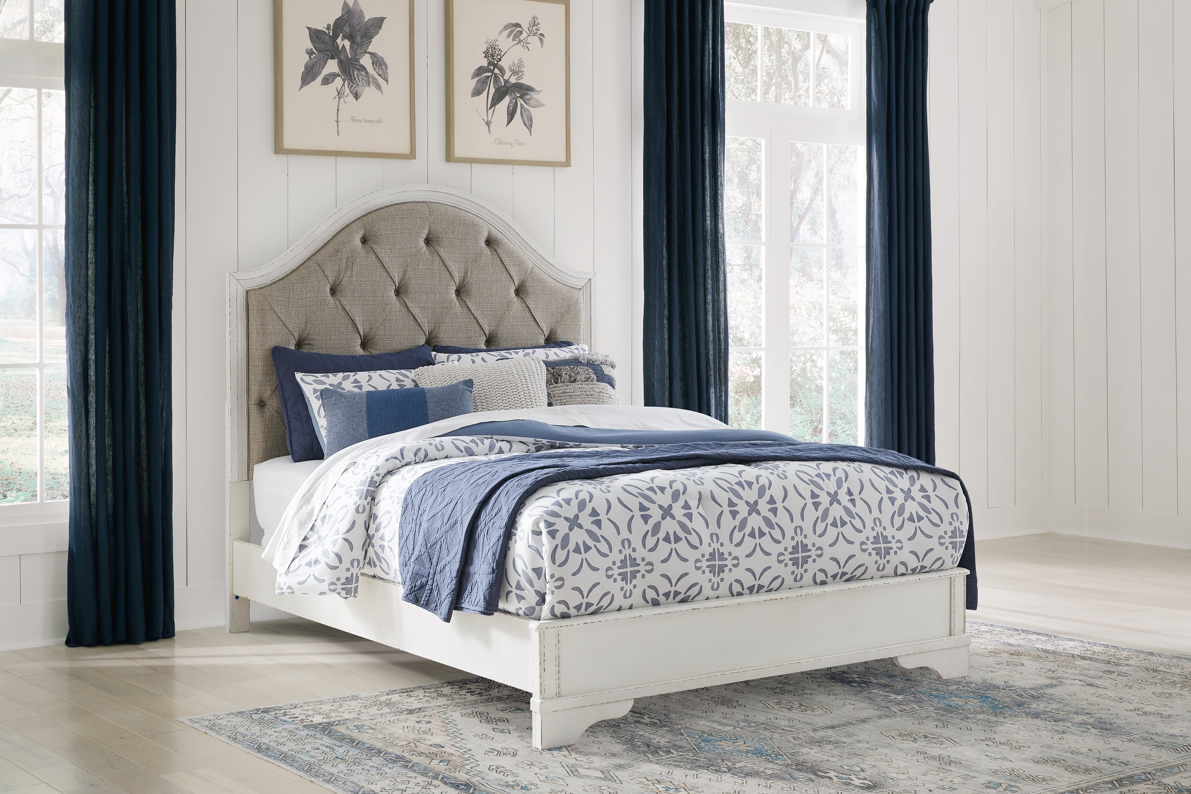 Blendon Rustic Brown Queen Upholstered Panel Bed - B747B2