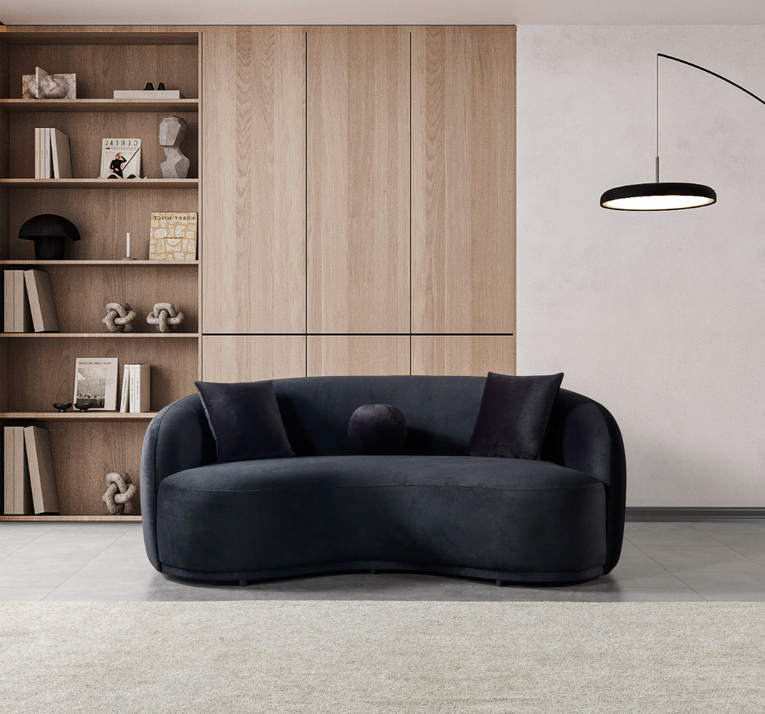 Bonita Black Velvet Loveseat 81" - BONITABLACKVL-L