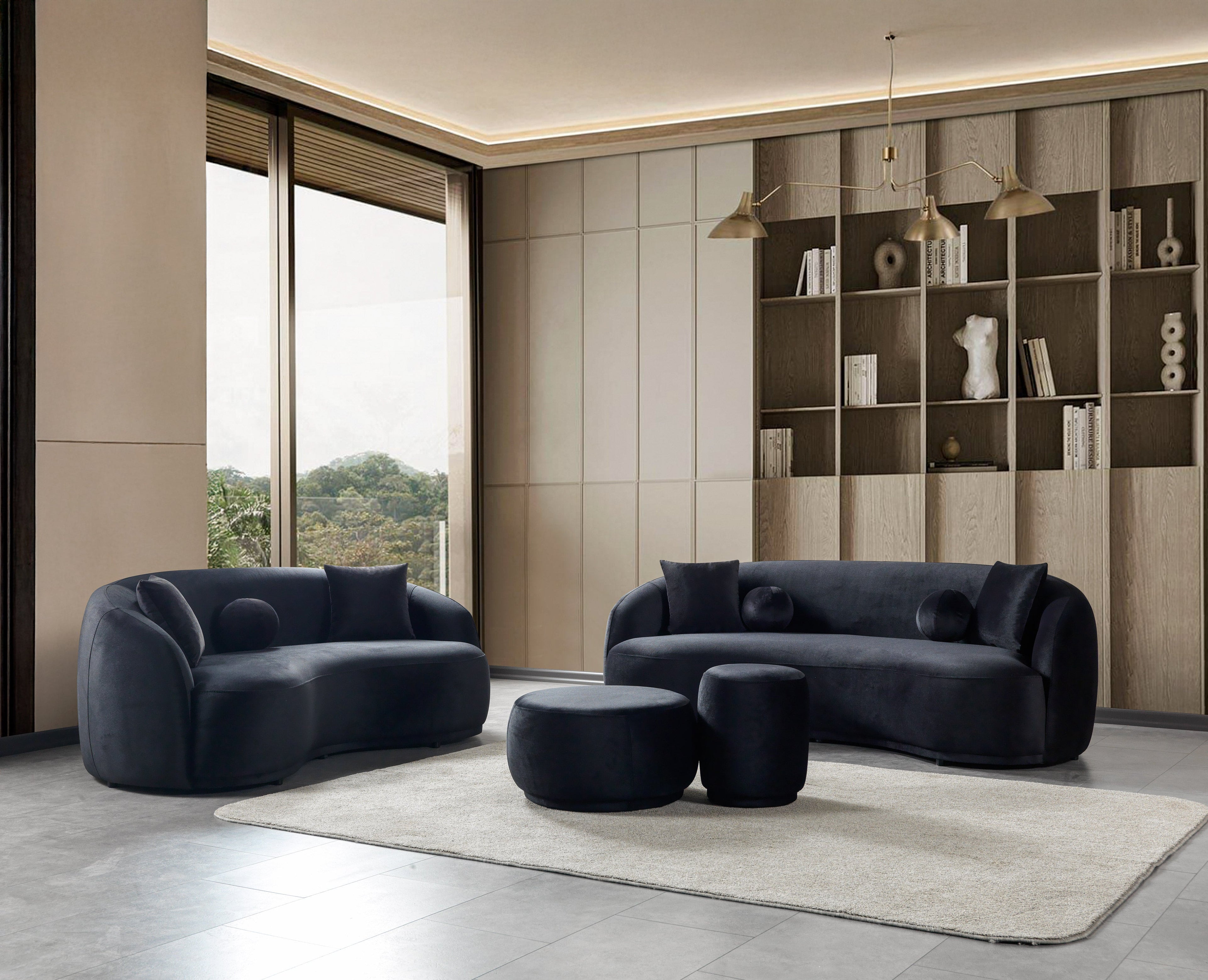 Bonita Black Velvet Loveseat 81" - BONITABLACKVL-L
