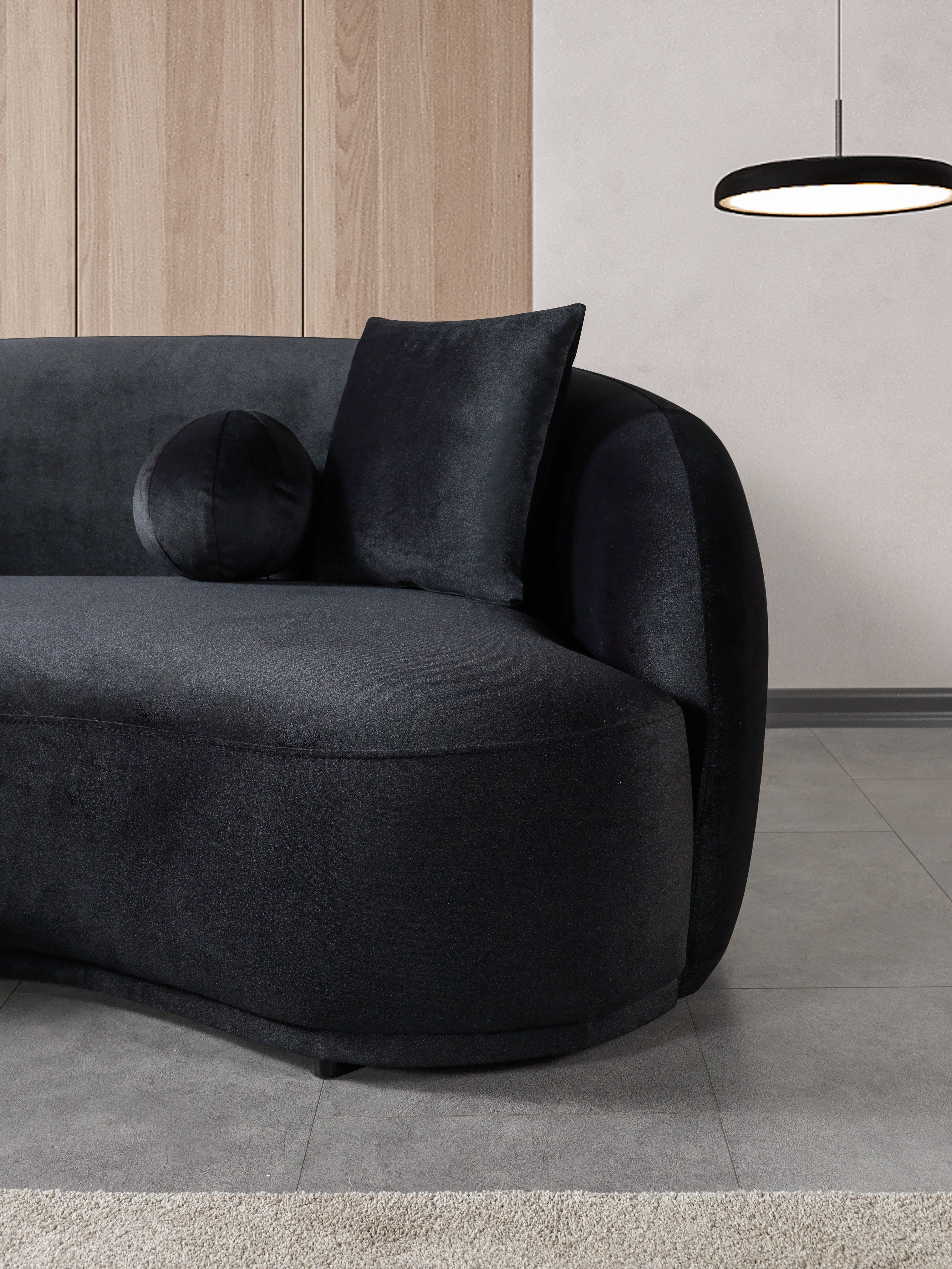 Bonita Black Velvet Loveseat 81" - BONITABLACKVL-L