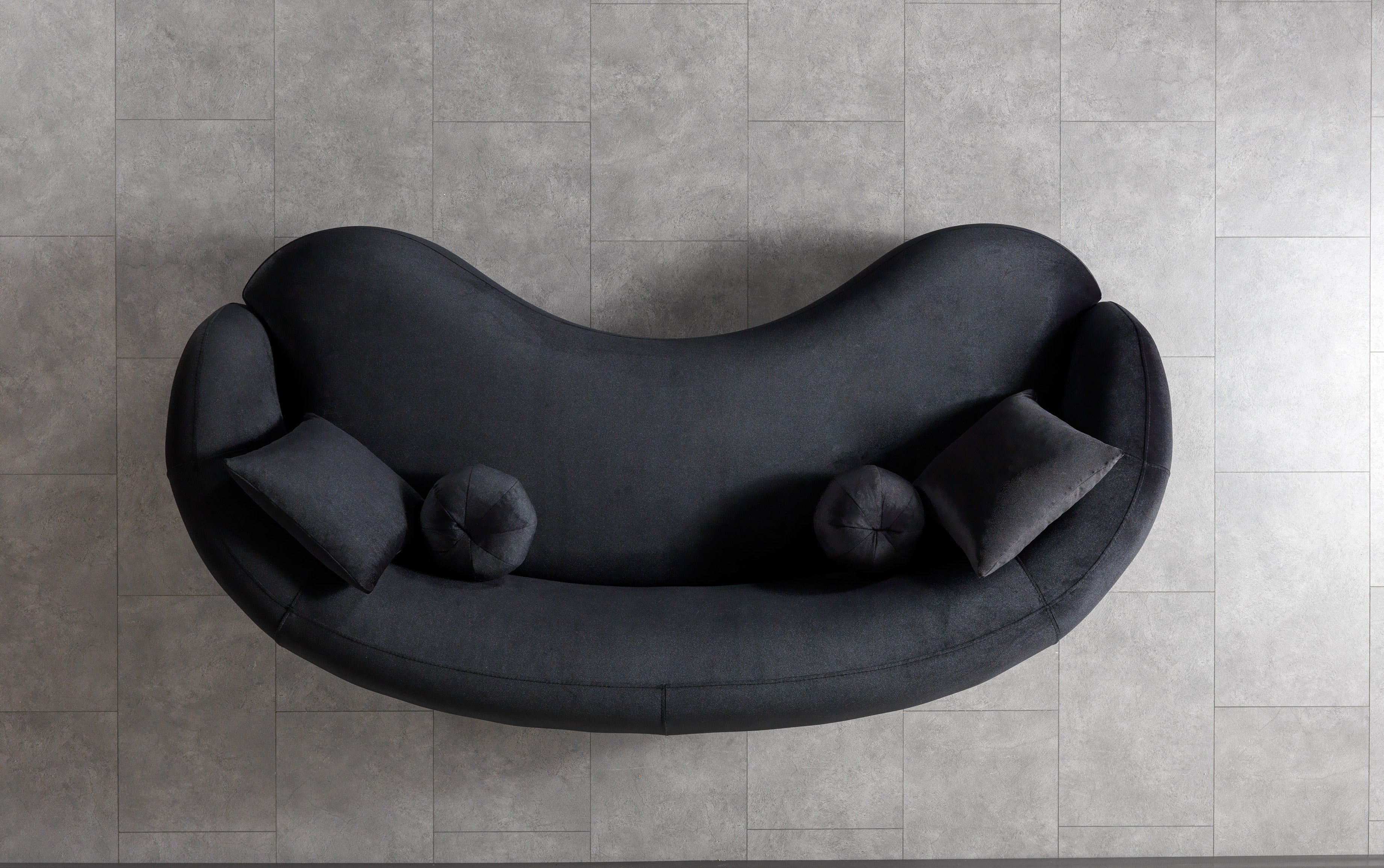 Bonita Black Velvet Sofa 91" - BONITABLACKVL-S