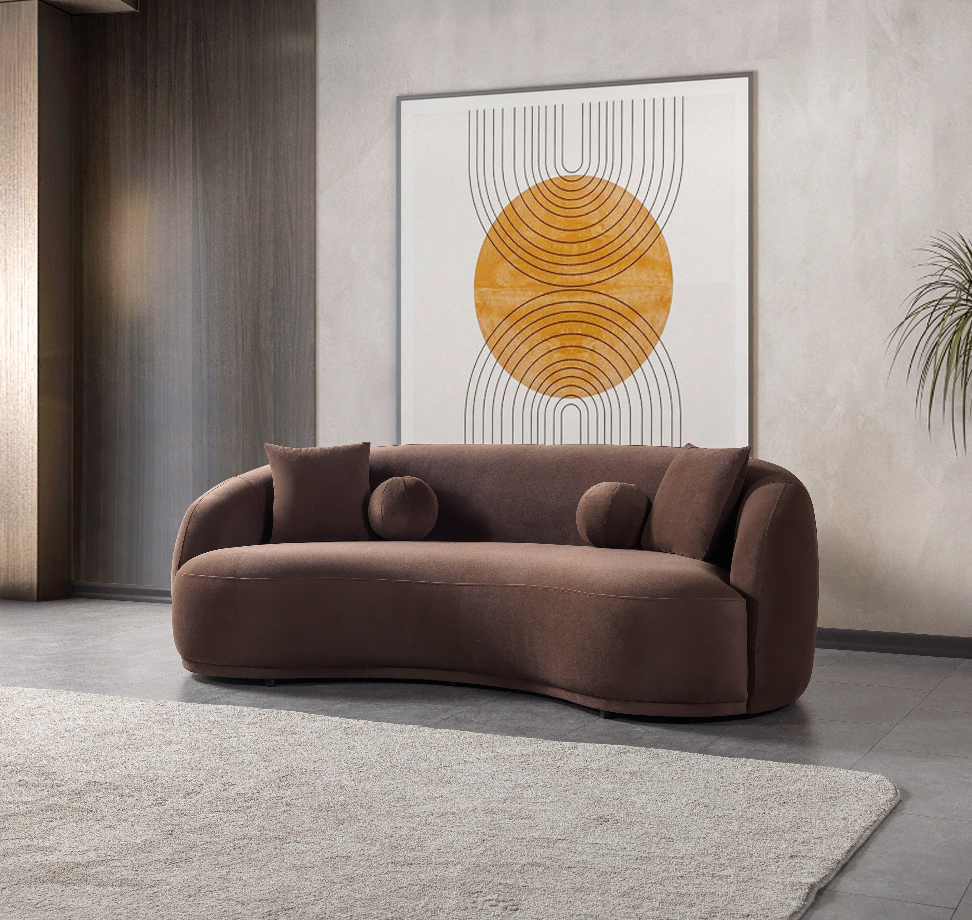 Bonita Coffee Velvet Sofa 91" - BONITACOFFEEVL-S