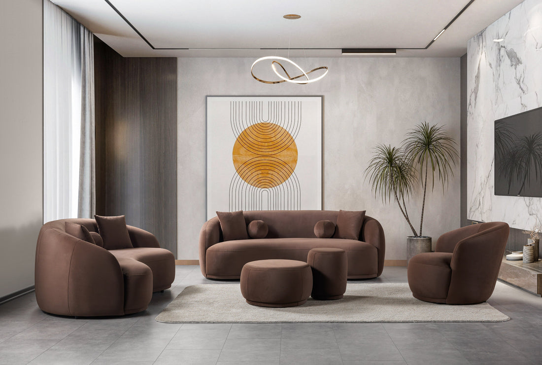 Bonita Coffee Velvet Sofa 91" & Loveseat 81" - BONITACOFFEEVL-SL