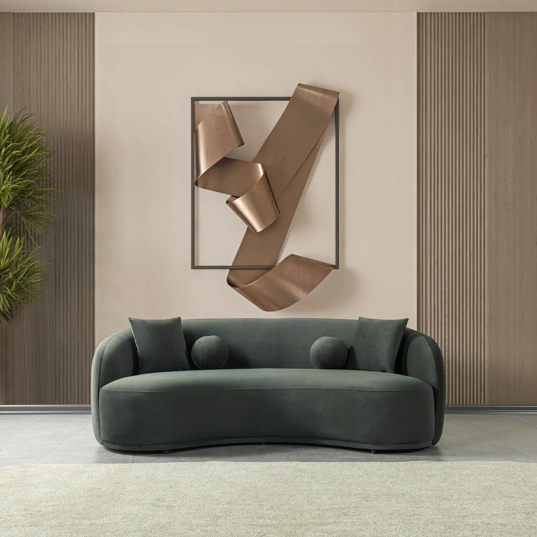 Bonita Green Velvet Sofa 91" - BONITAGREENVL-S