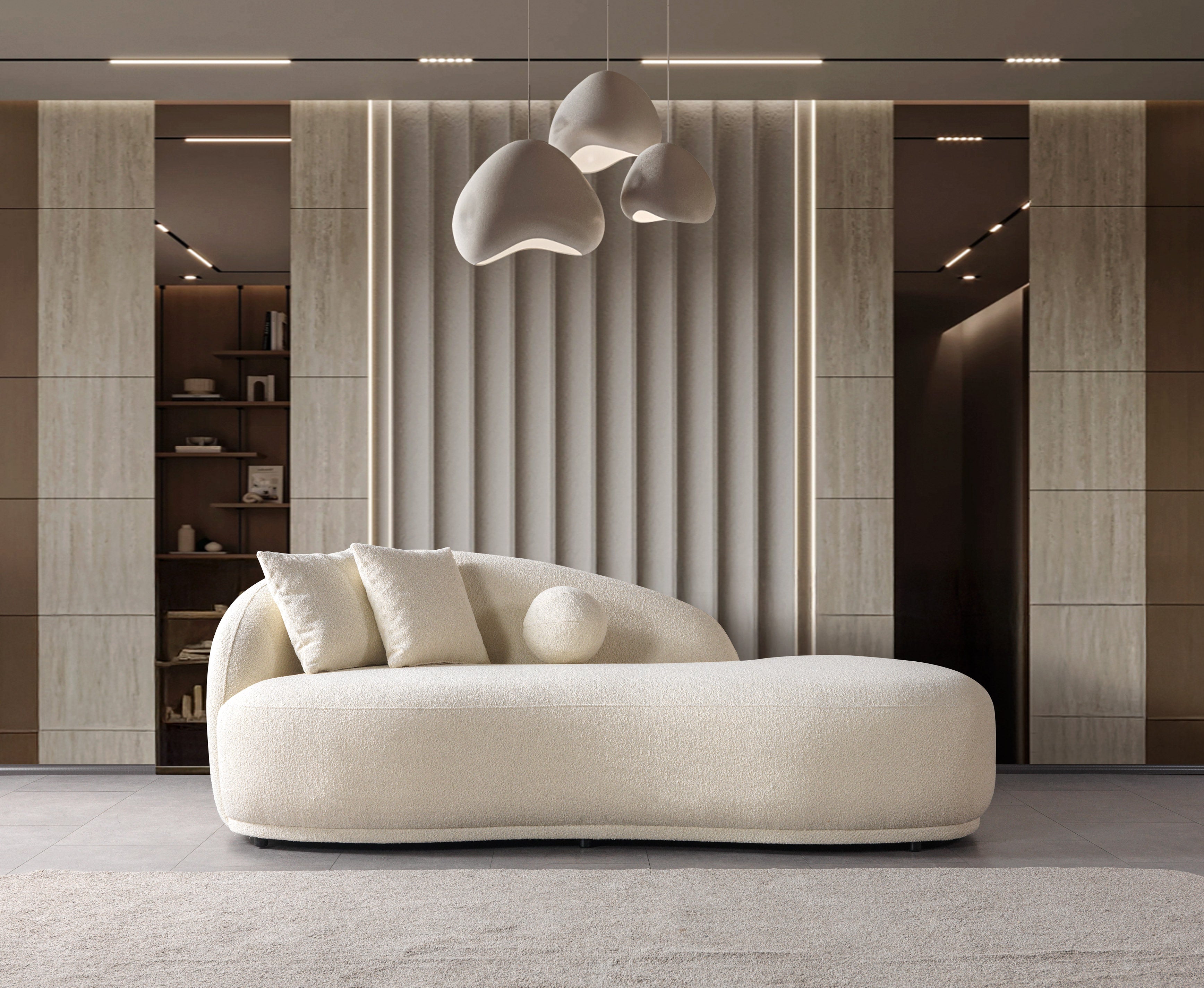 Bonita Ivory Boucle Sofa Chaise 87" - BONITAIVORY-SC