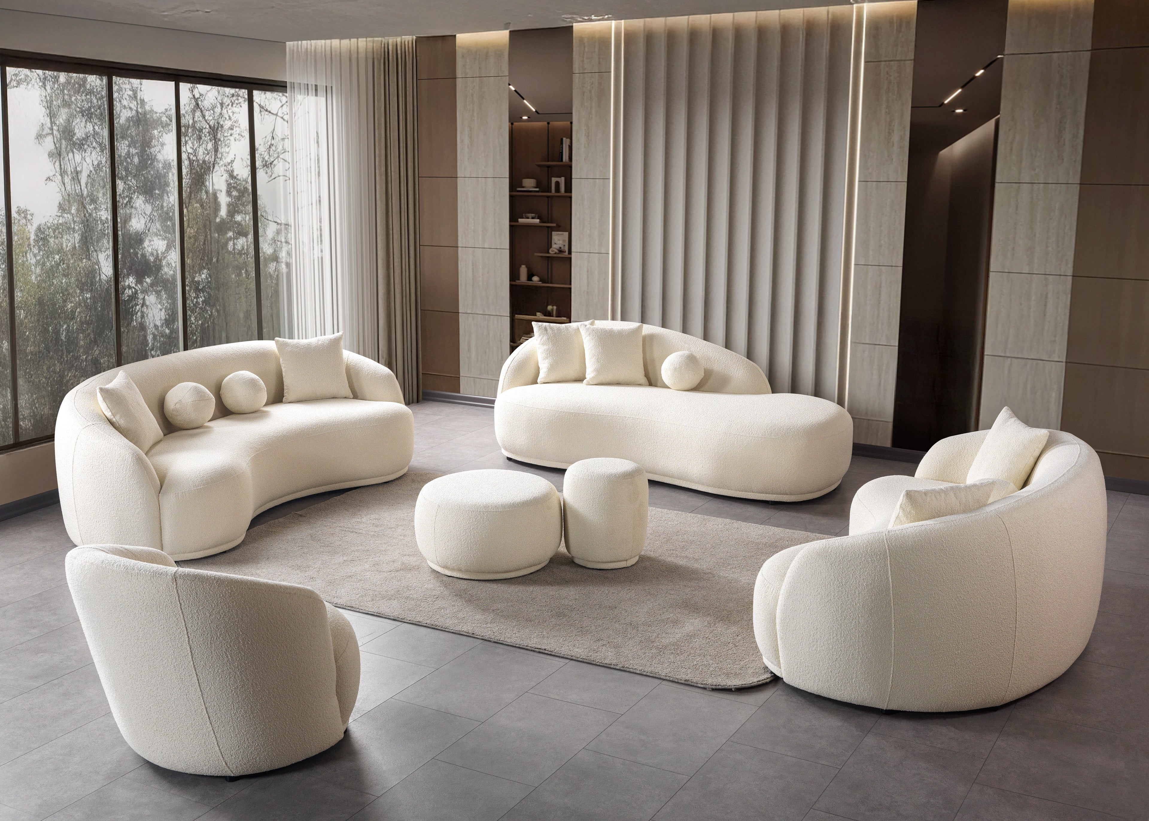 Bonita Ivory Boucle Sofa Chaise 87" - BONITAIVORY-SC