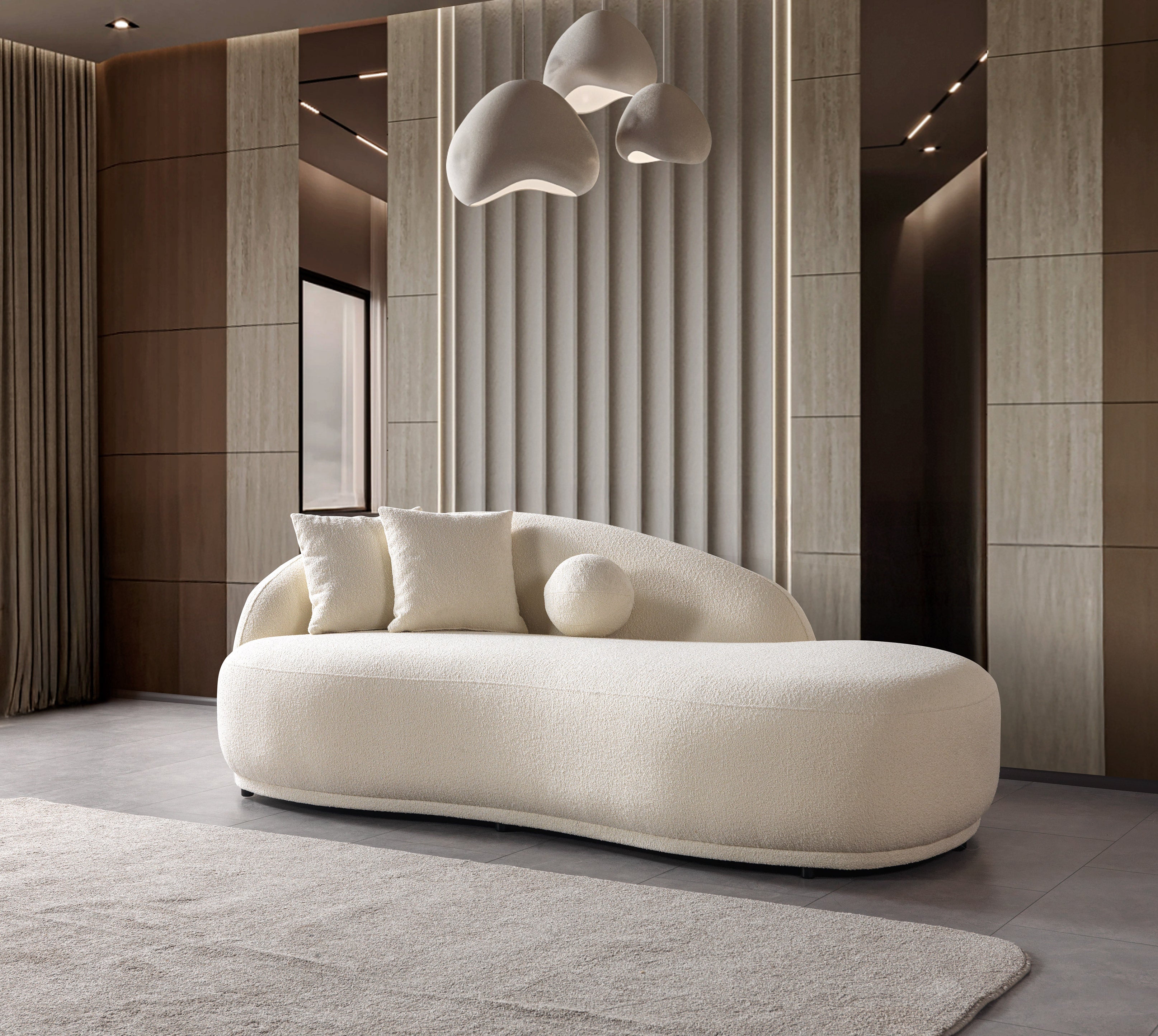 Bonita Ivory Boucle Sofa Chaise 87" - BONITAIVORY-SC