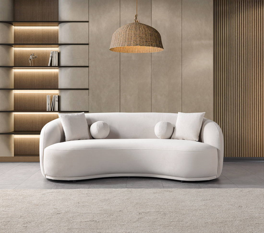 Bonita Ivory Velvet Sofa 91" - BONITAIVORYVL-S
