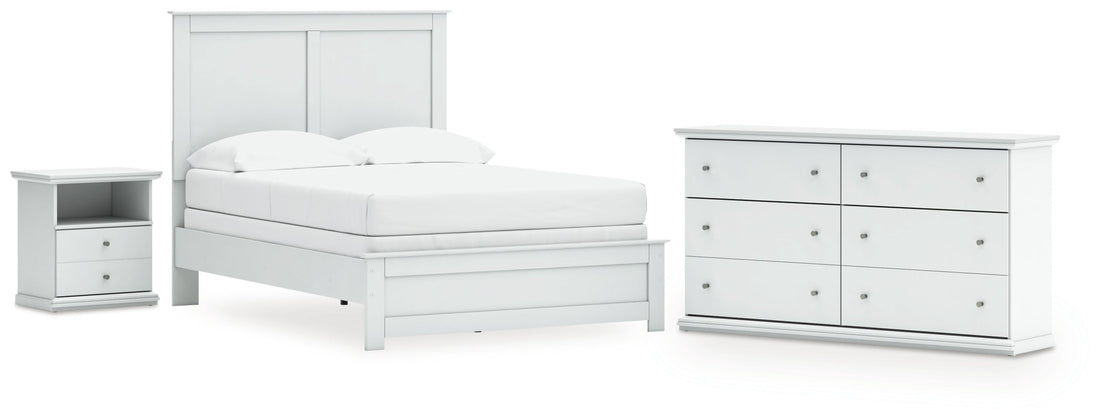 Bostwick Shoals Full Panel Bed with Dresser and Nightstand in White - PKG021570
