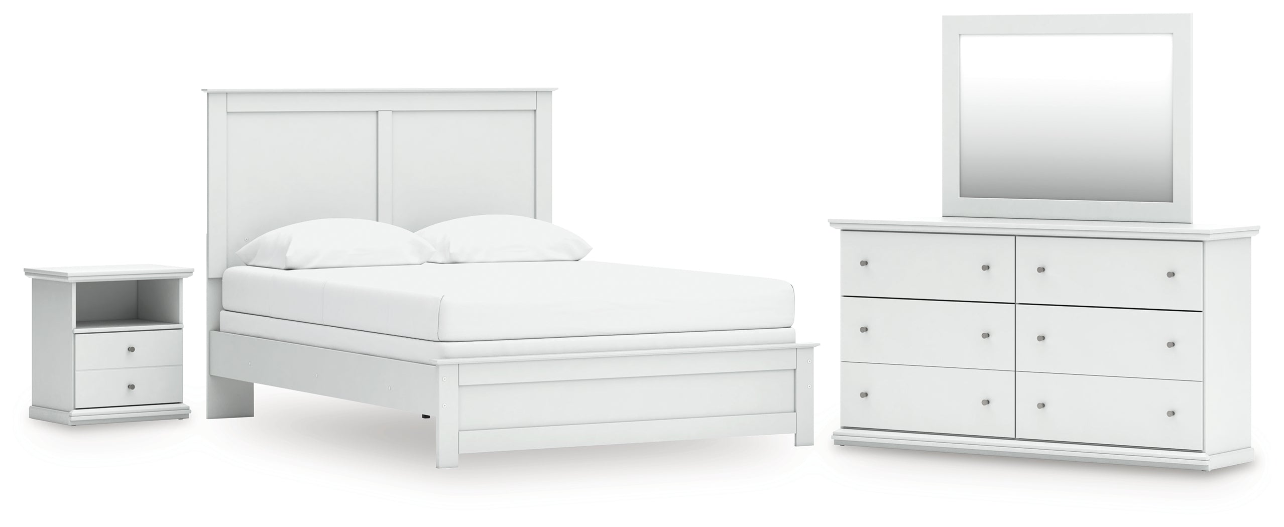 Bostwick Shoals Queen Panel Bed, Dresser, Mirror and Nightstand - B139B55