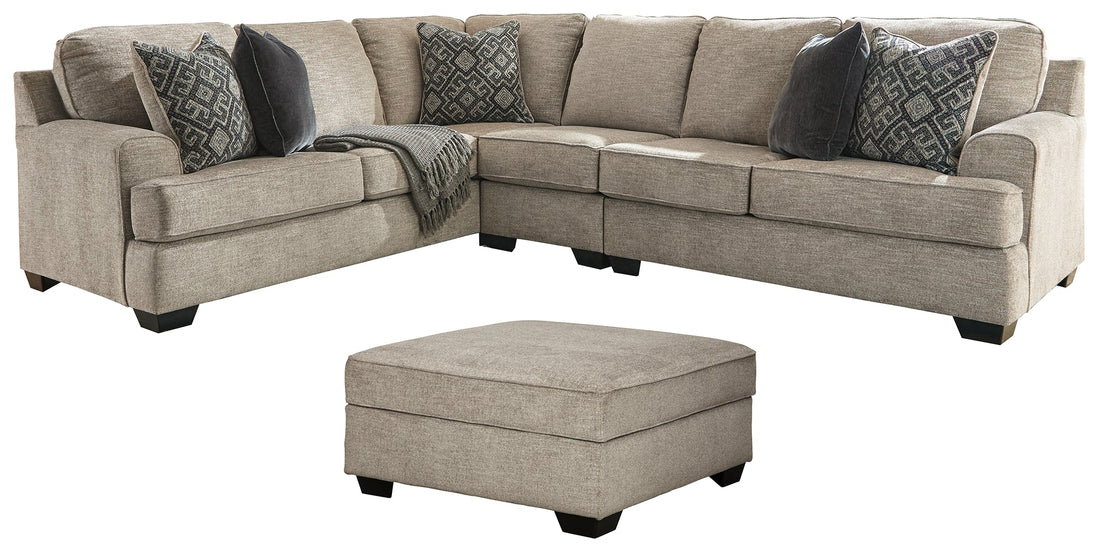 Bovarian 3-Piece Sectional with Ottoman in Stone - PKG001482