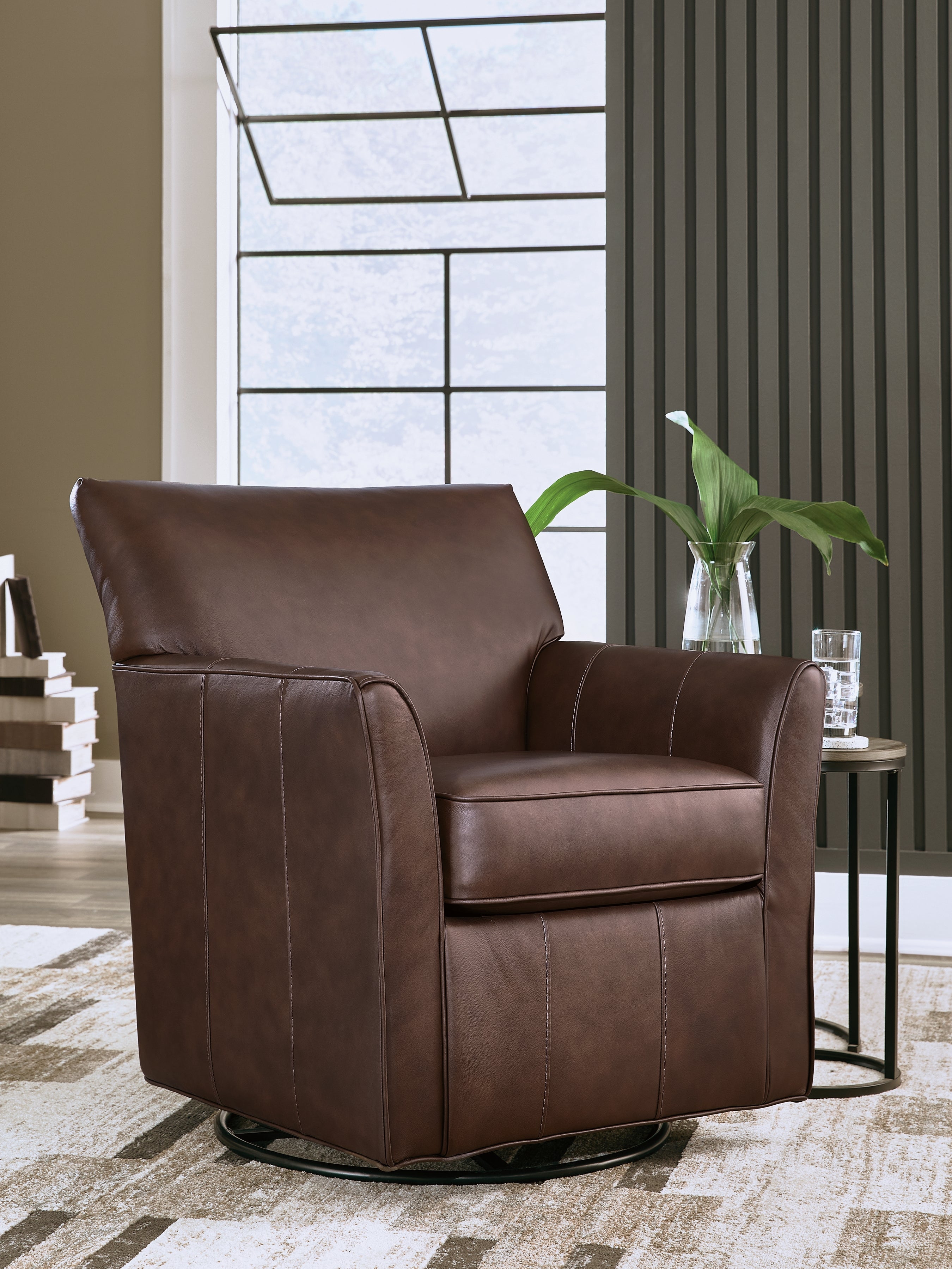 Braydunn Espresso Brown Swivel Glider Accent Chair - A3000820