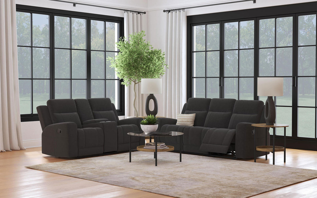 Brentwood 2-piece Upholstered Motion Reclining Sofa Set Black - 610284-S2