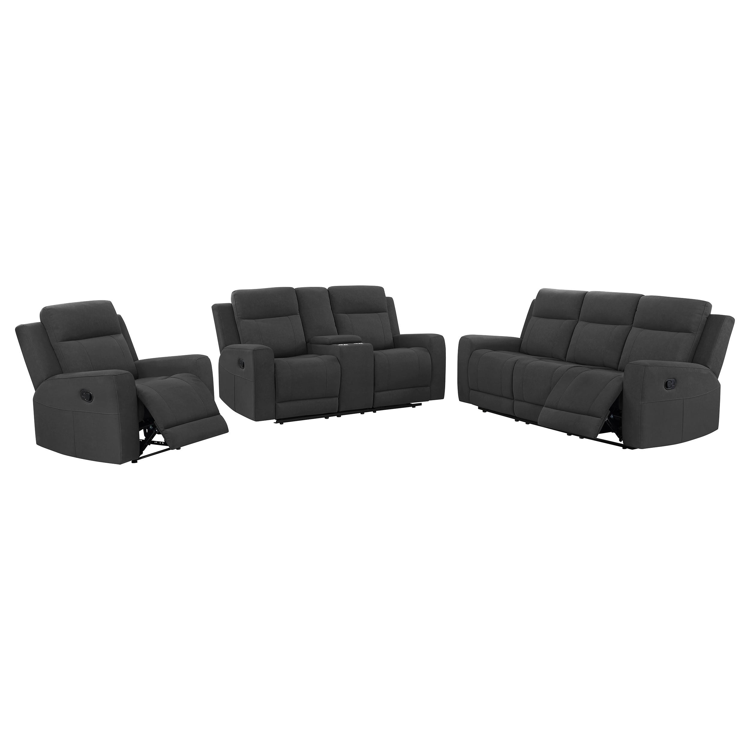 Brentwood 3-piece Upholstered Motion Reclining Sofa Set Black - 610284-S3