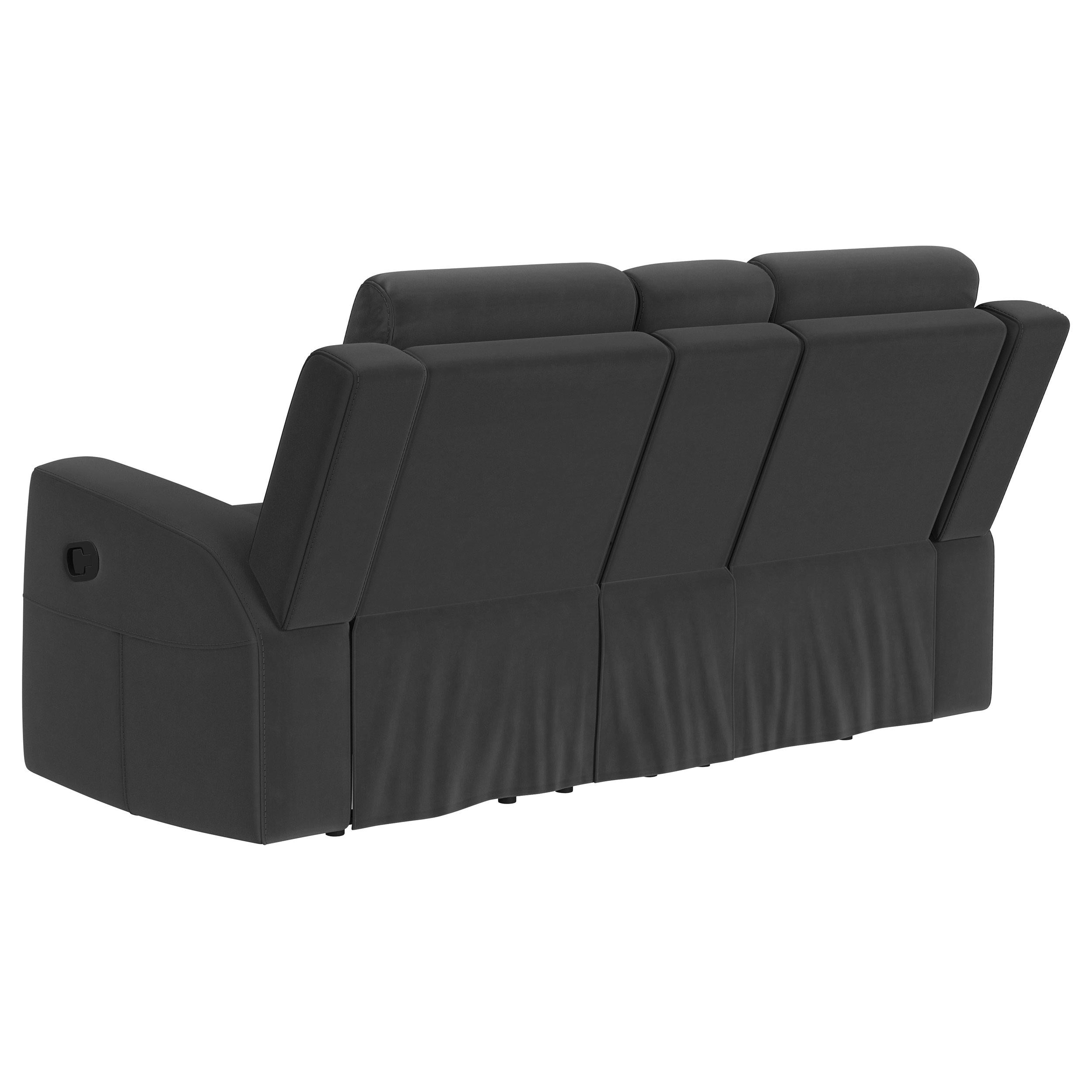 Brentwood 3-piece Upholstered Motion Reclining Sofa Set Black - 610284-S3