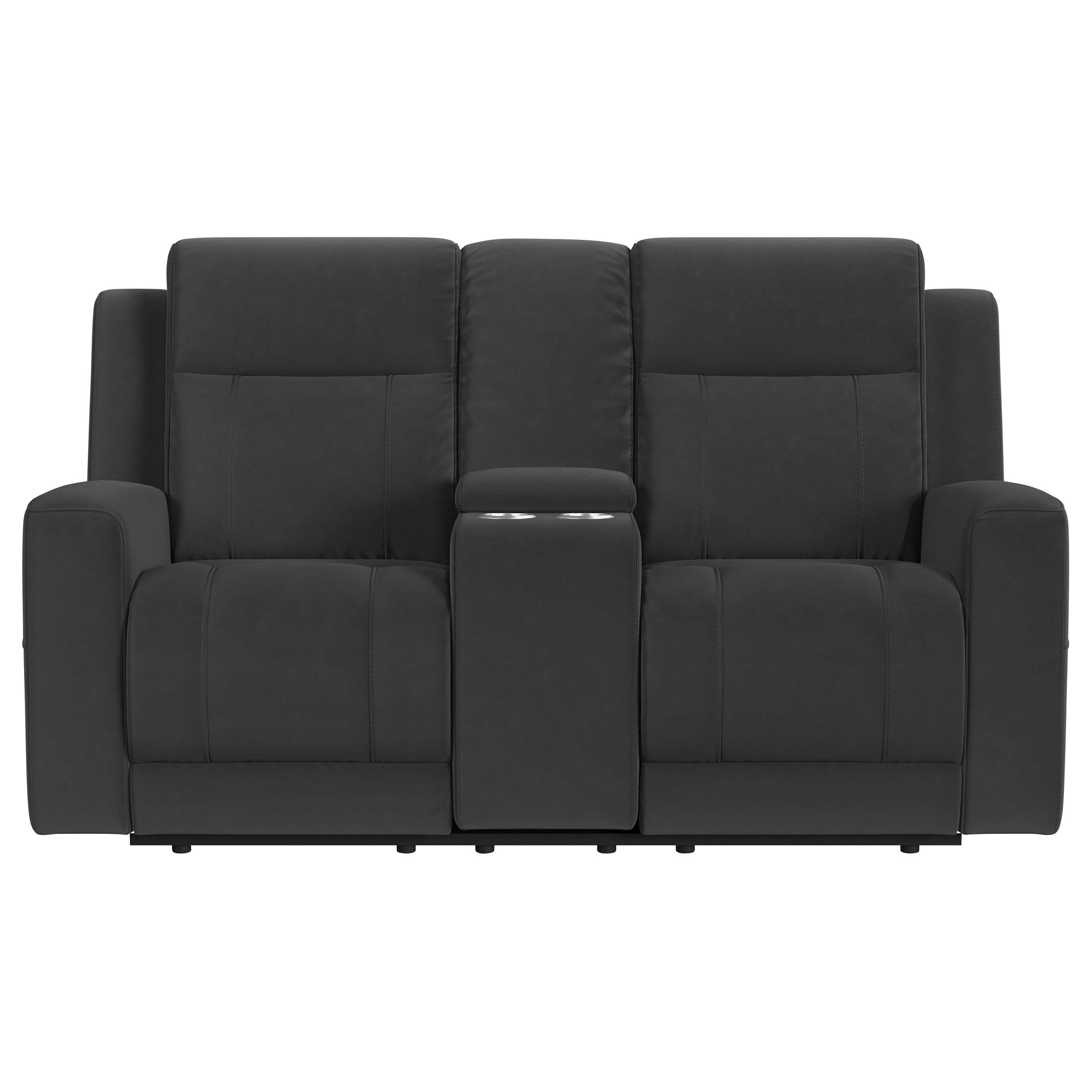 Brentwood Upholstered Motion Reclining Loveseat with Console Black - 610285