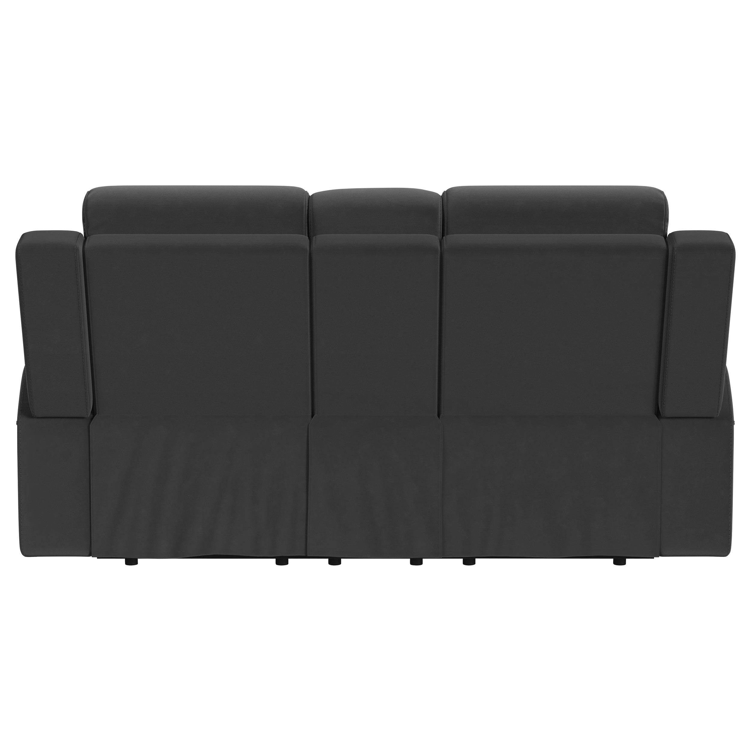 Brentwood Upholstered Motion Reclining Loveseat with Console Black - 610285