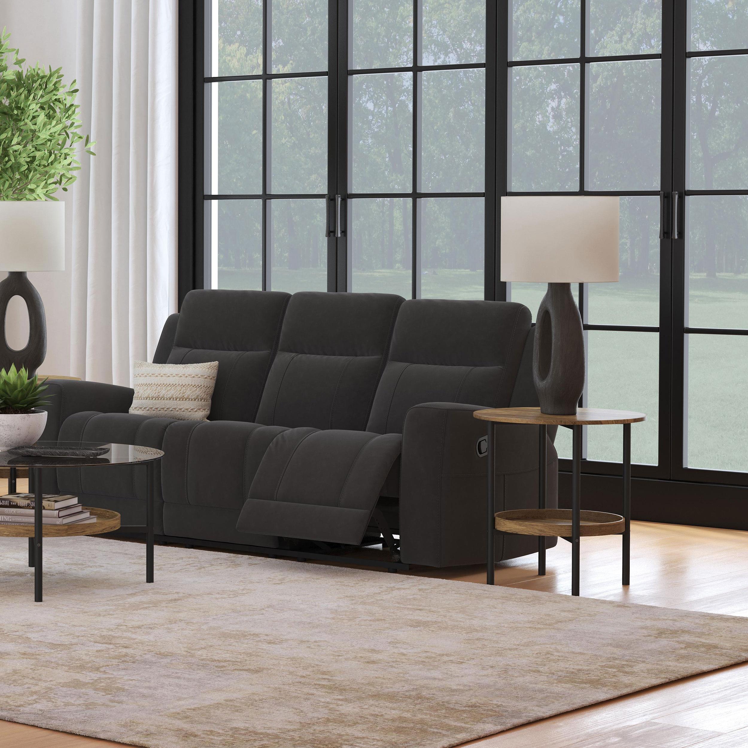 Brentwood Upholstered Motion Reclining Sofa Black - 610284