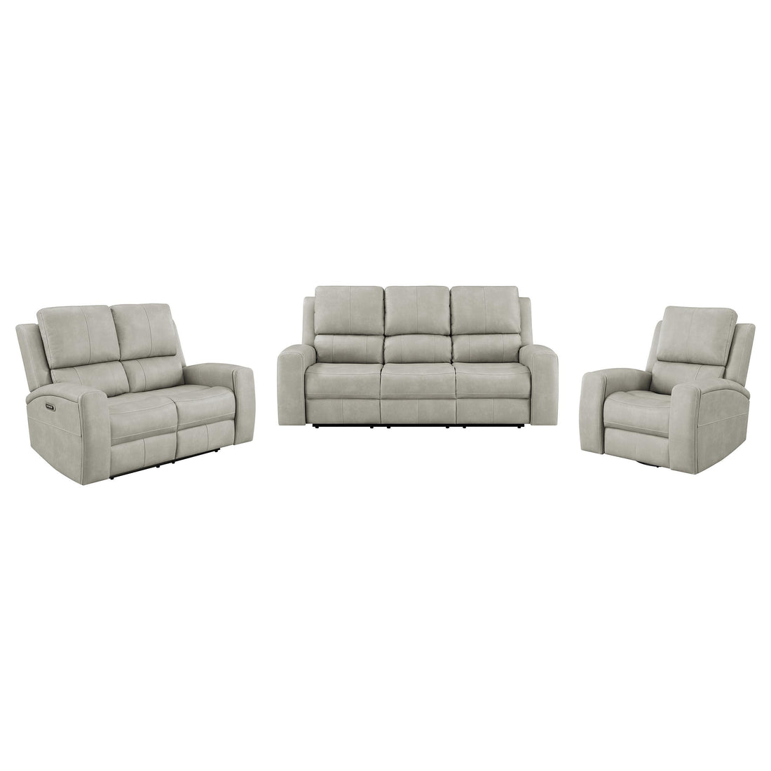 Brickston 3-piece Triple Power Reclining Sofa Set Grey - 603434PPP-S3