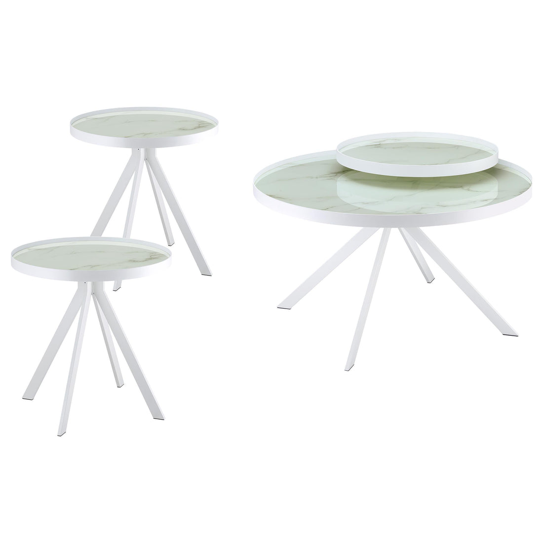 Briggs 3-piece Round Coffee and End Table Set White - 706258-S3