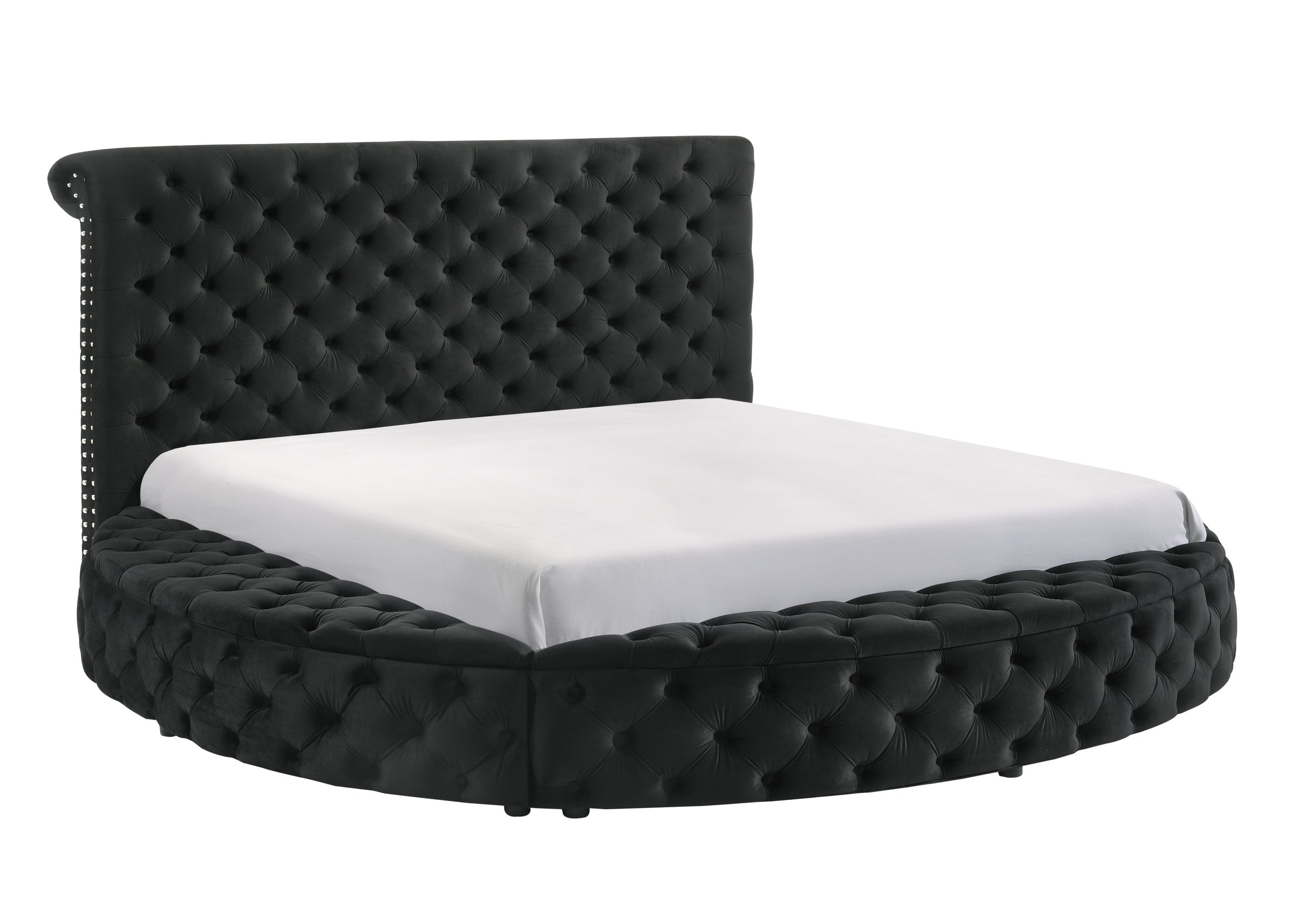 Brigitte Black King Upholstered Storage Panel Bed - SET | 5202BK-K-HB | 5202BK-K-FB | 5202BK-KQ-RL-L | 5202BK-KQ-RL-R