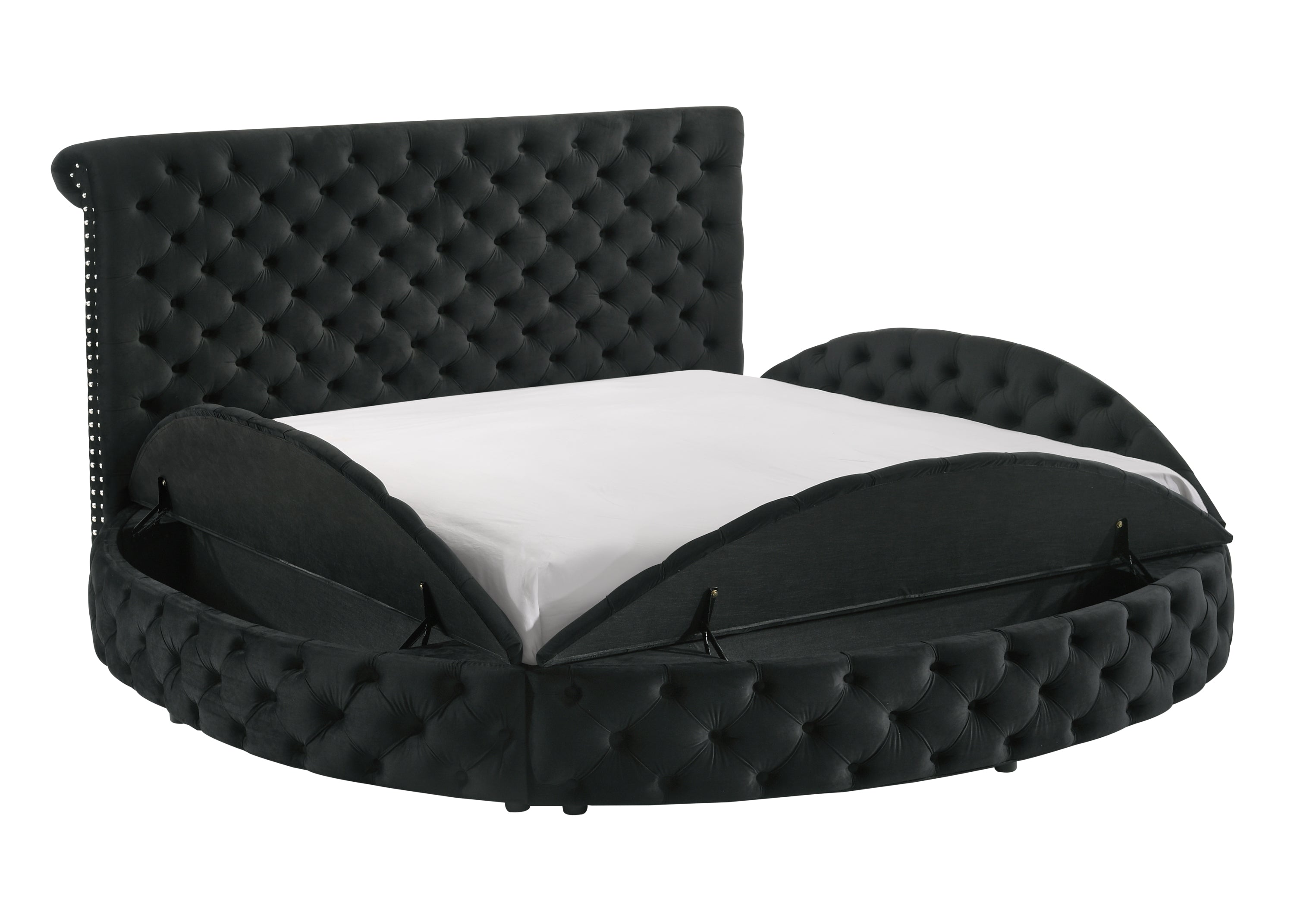 Brigitte Black King Upholstered Storage Panel Bed - SET | 5202BK-K-HB | 5202BK-K-FB | 5202BK-KQ-RL-L | 5202BK-KQ-RL-R