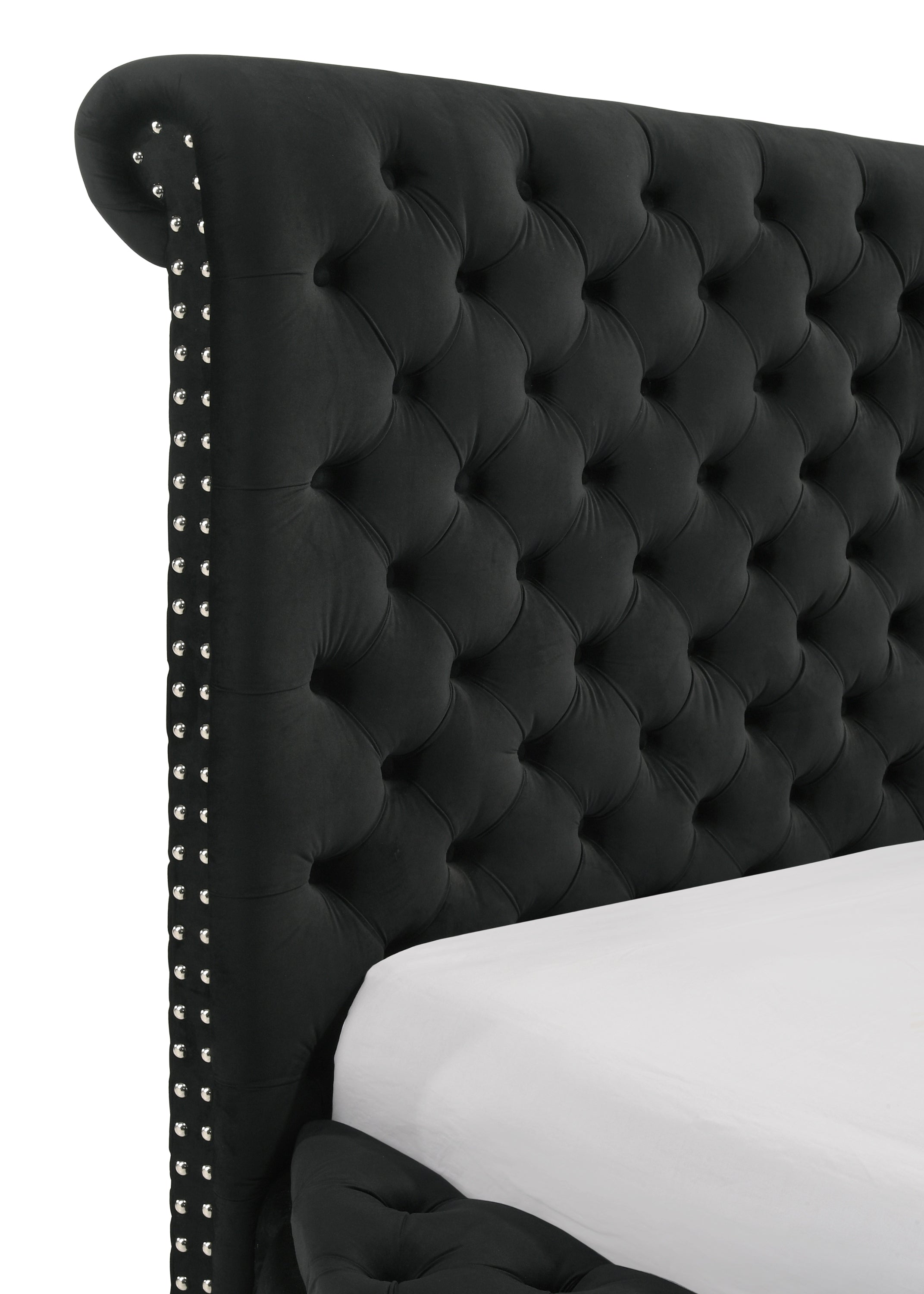 Brigitte Black King Upholstered Storage Panel Bed - SET | 5202BK-K-HB | 5202BK-K-FB | 5202BK-KQ-RL-L | 5202BK-KQ-RL-R